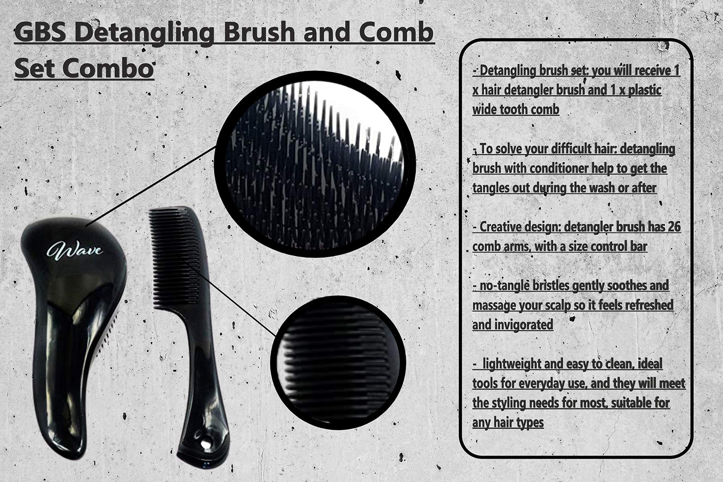 GENTS 5-Piece Hair Detangling Brush Set - Professional Salon Quality Comb & Brush Kit for Men Women - Anti-Static Black Bristles for All Hair Types Beauty and Personal Care G.B.S