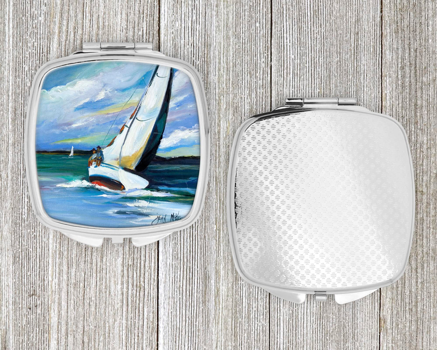 Caroline's Treasures JMK1232SCM Two and a Sailboat Compact Mirror Decorative Travel Makeup Mirror for Women Girls Gifts Pocket Makeup Mirror Folding Beauty & Personal Care Caroline's Treasures