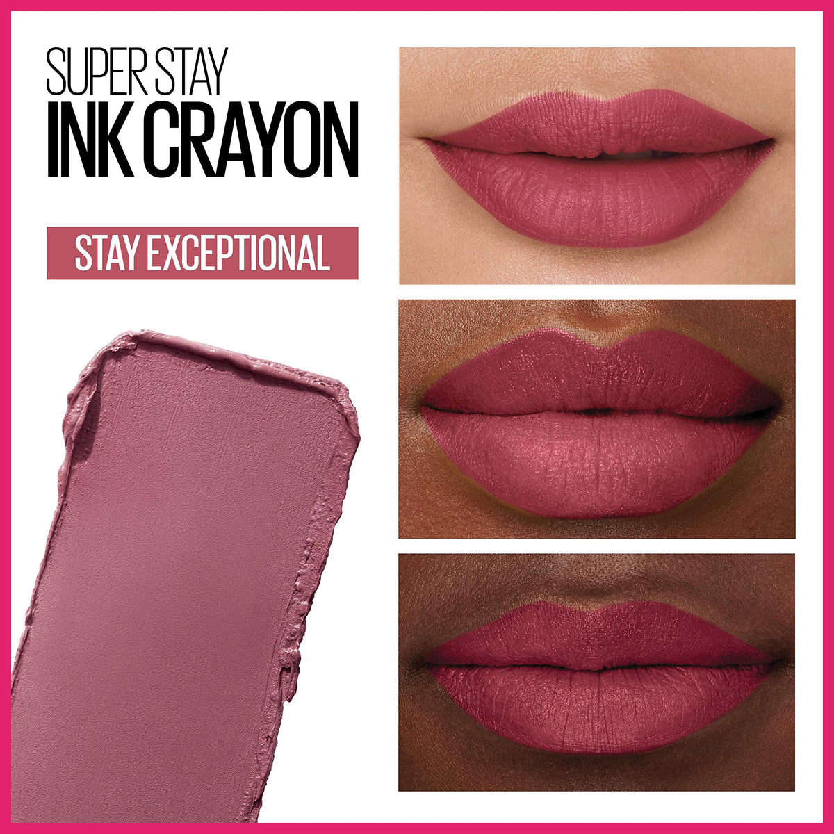 Maybelline Super Stay Ink Crayon Lipstick Makeup, Precision Tip Matte Lip Crayon with Built-in Sharpener, Longwear Up To 8Hrs, Stay Exceptional, Beauty & Personal Care MAYBELLINE