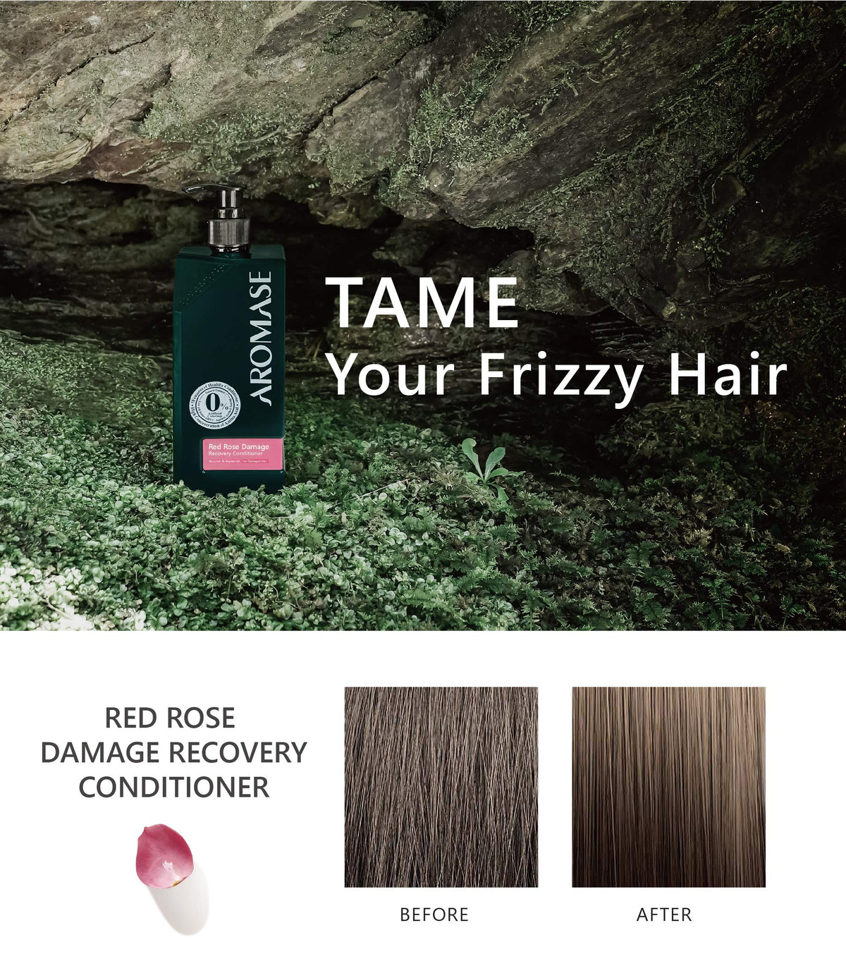 Aromase Red Rose Recovery Conditioner - Natural Hair Conditioner with Rose, Jojoba, & Rosemary Oil for Dry, Frizzy Hair - 14.11 oz