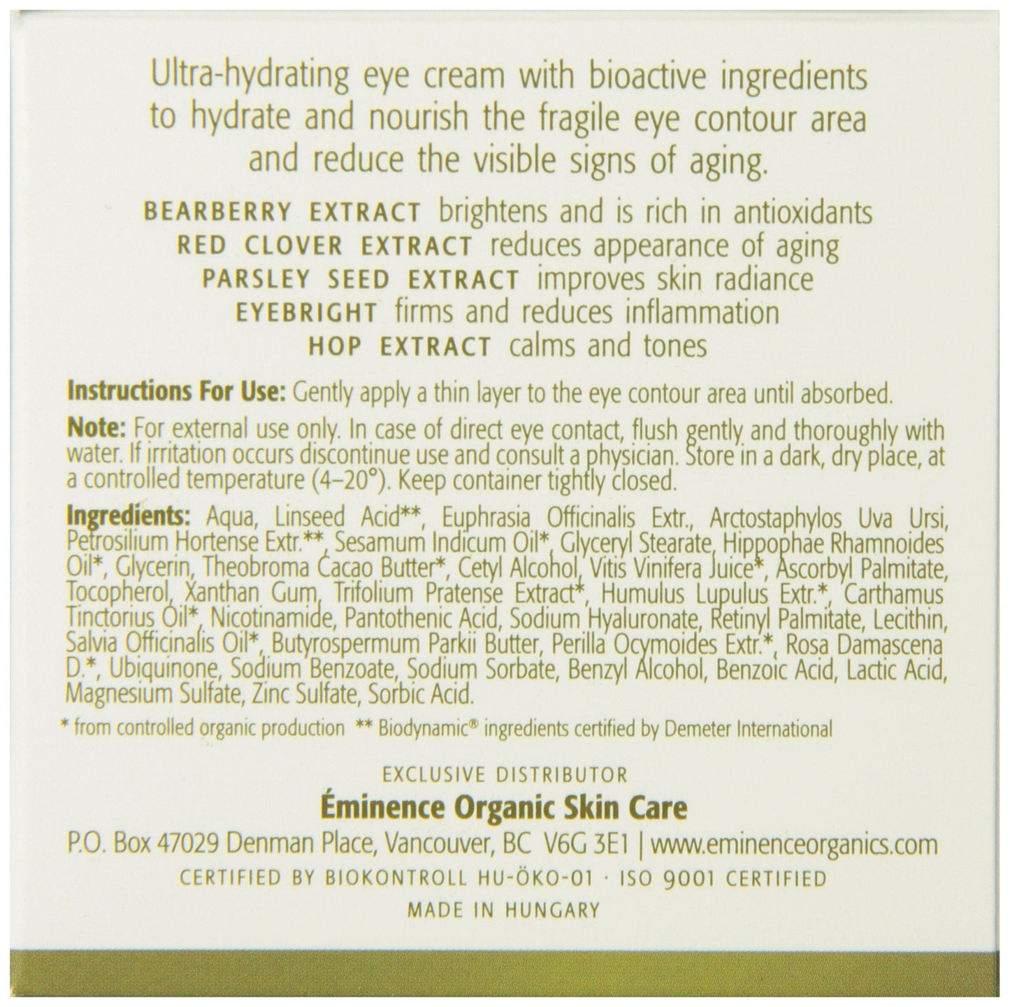 Eminence Organic Skincare. Bearberry Eye Repair Cream 0.5 oz. Beauty & Personal Care Eminence Organic Skincare