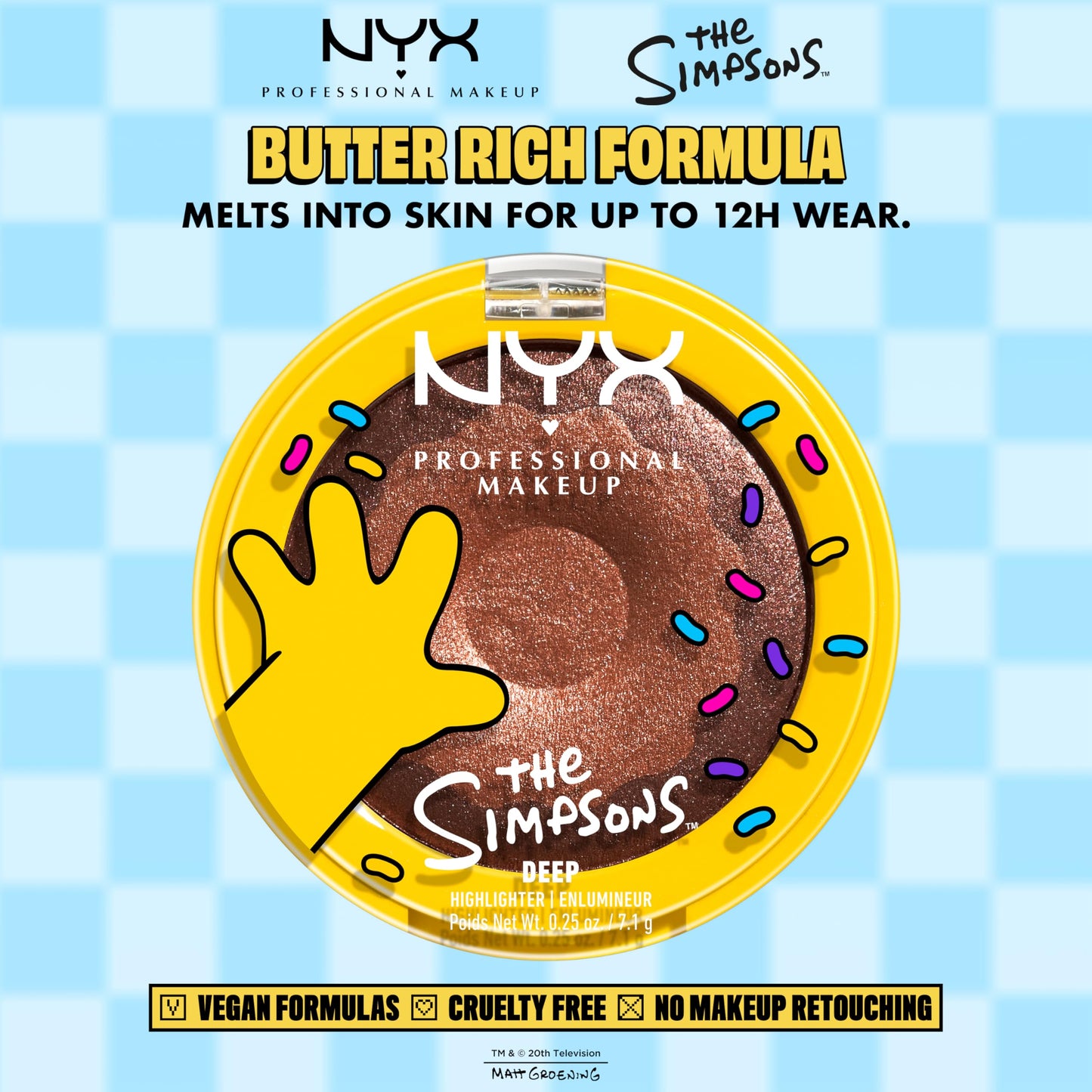NYX PROFESSIONAL MAKEUP Homer Simpson Donut Highlighter Makeup, Frosted & Buttery Shimmer Powder Formula, The Simpsons Collaboration, Vegan Beauty & Personal Care NYX PROFESSIONAL MAKEUP