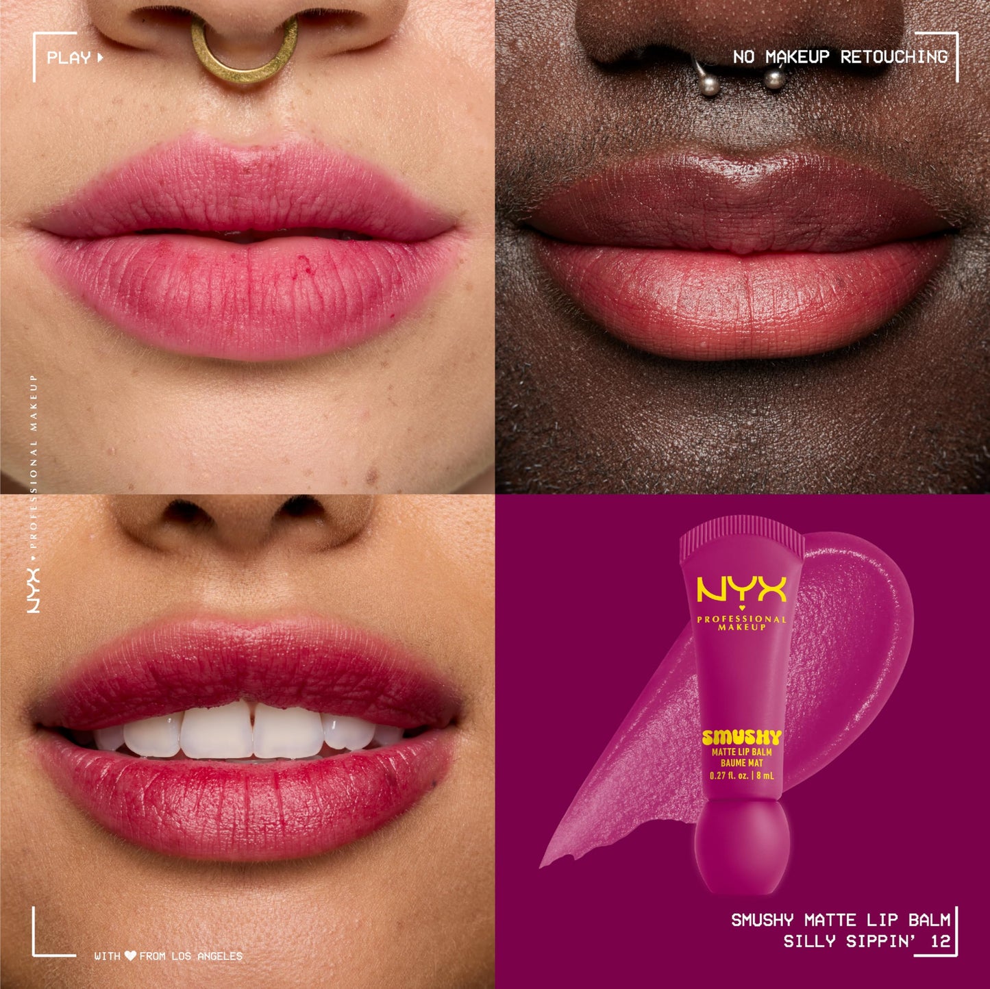NYX PROFESSIONAL MAKEUP Smushy Matte Lip Balm, Tinted Lip Moisturizer with Soft, Matte Finish - Silly Sippin' (Deep Purple) Beauty & Personal Care NYX PROFESSIONAL MAKEUP