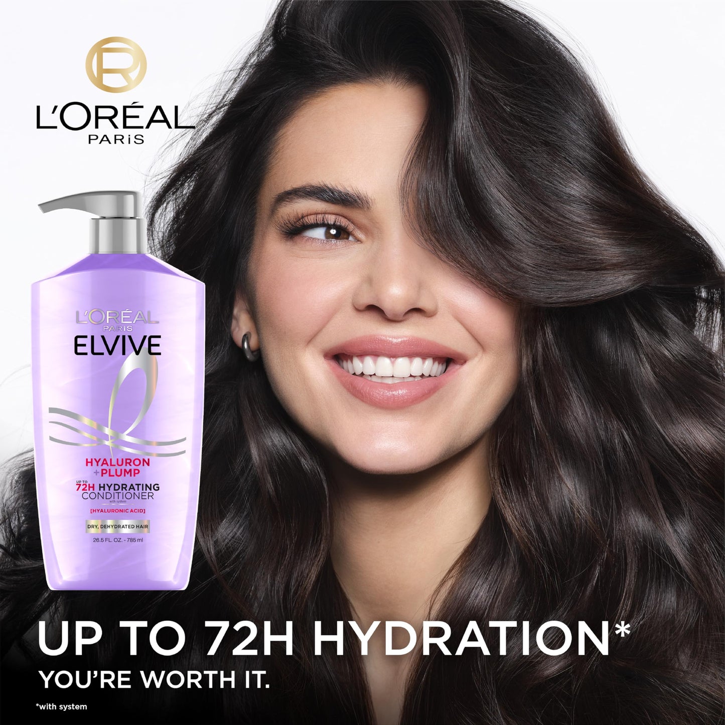 L'Oreal Paris Elvive Hyaluron Plump Hydrating Conditioner for Dehydrated, Dry Hair Infused with Hyaluronic Acid Care Complex, Paraben-Free, 26.5 Fl Oz Beauty & Personal Care L'Oreal Paris