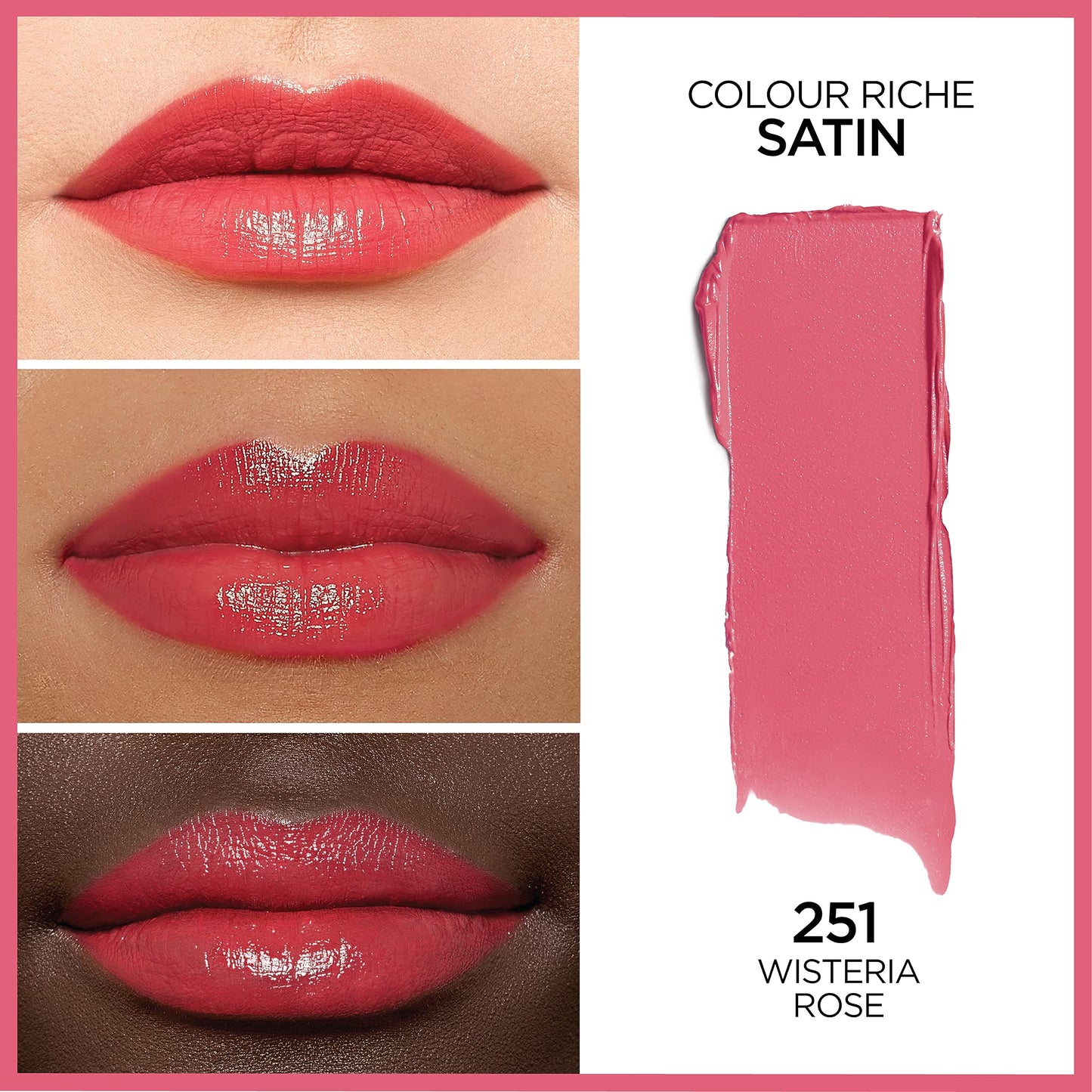 L'Oreal Paris Makeup Colour Riche Original Creamy, Hydrating Satin Lipstick, 251 Wisteria Rose, 1 Count Beauty & Personal Care L'Oreal Paris
