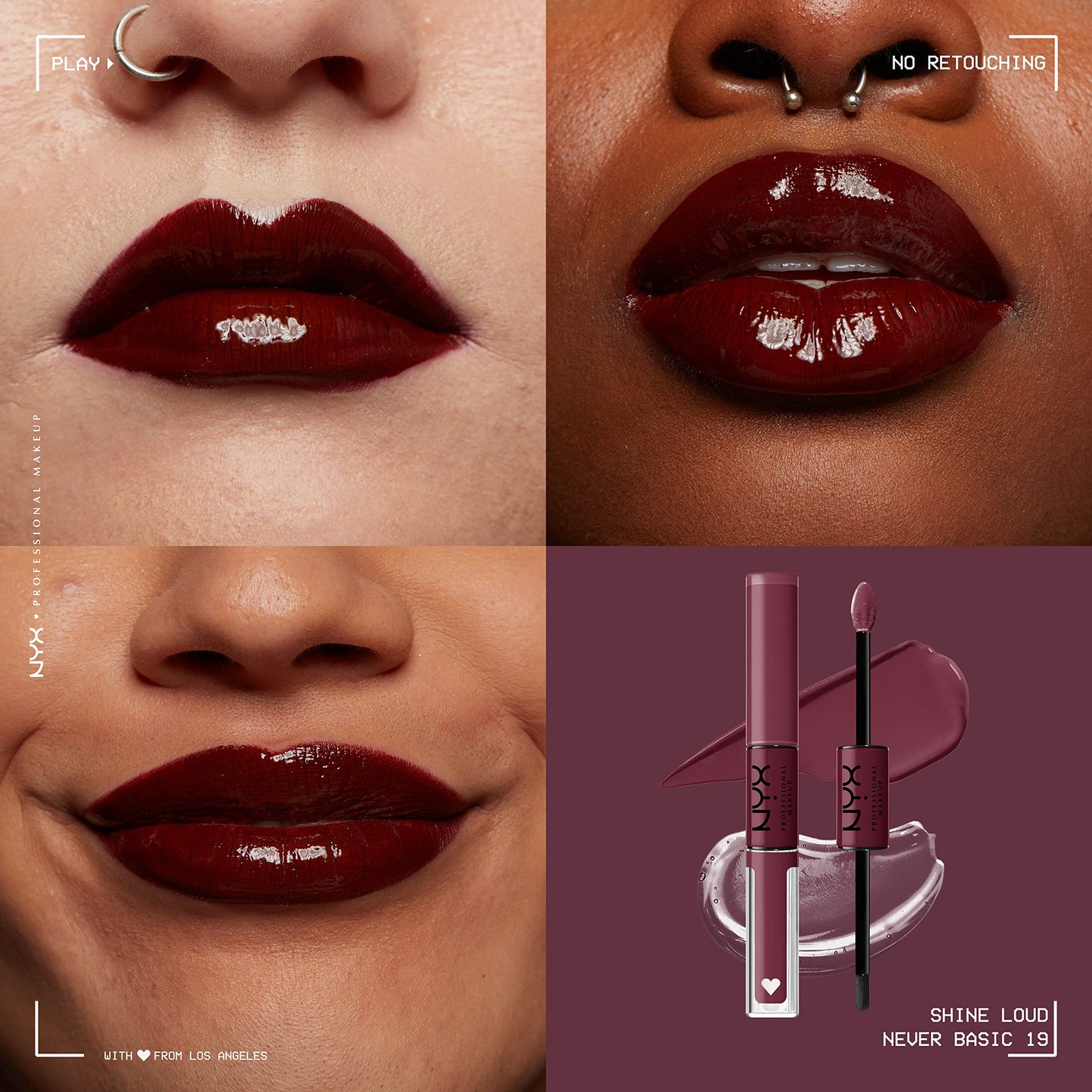 NYX PROFESSIONAL MAKEUP Shine Loud, Long-Lasting Liquid Lipstick with Clear Lip Gloss - Never Basic (Warm Burgundy) Beauty & Personal Care NYX PROFESSIONAL MAKEUP