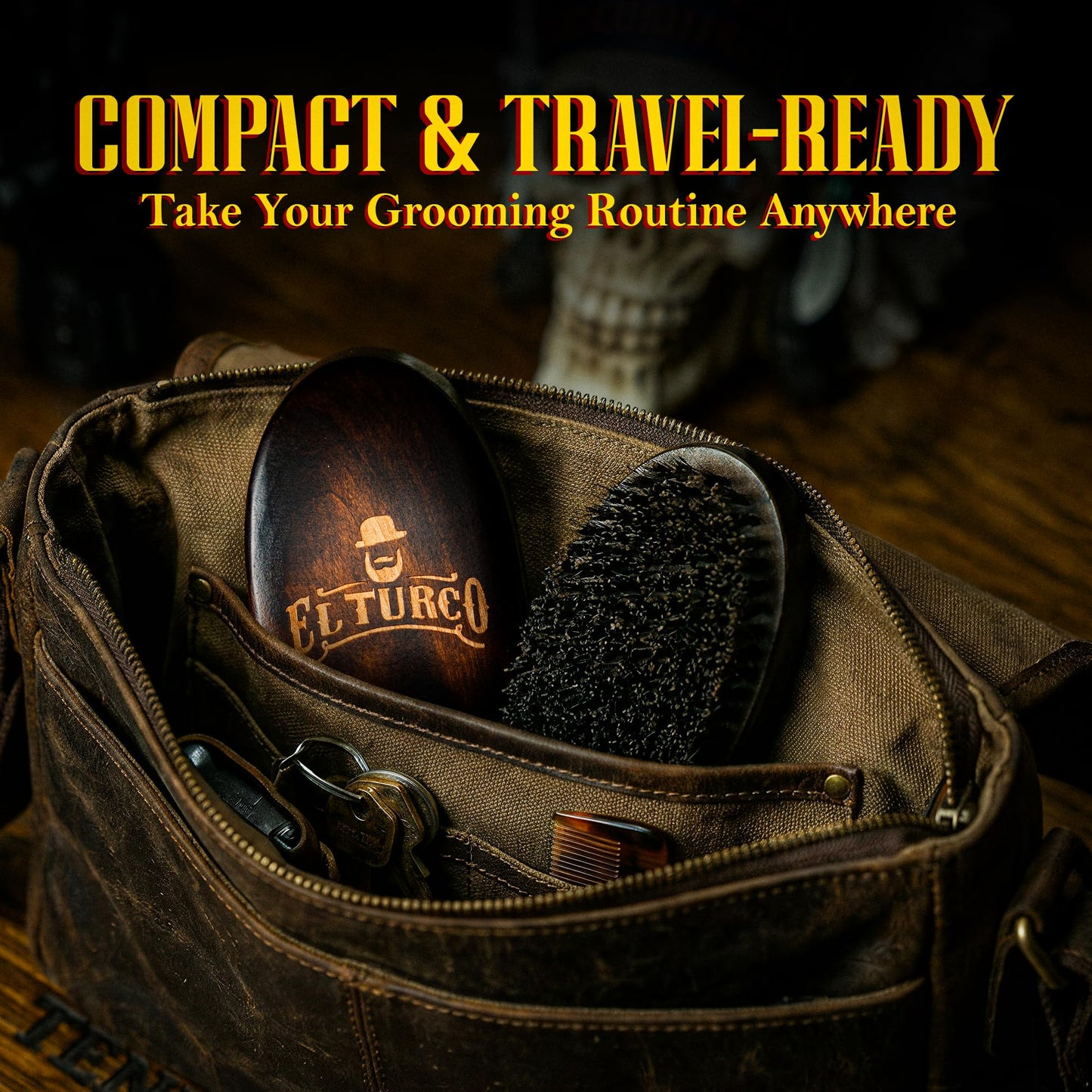EL TURCO Beard Brush for Men, Boar Bristle Beard Brush, Firm Bristles for Thick Beards, Travel Brush for Grooming, Styling, Oil & Balm Distribution Beauty and Personal Care EL TURCO