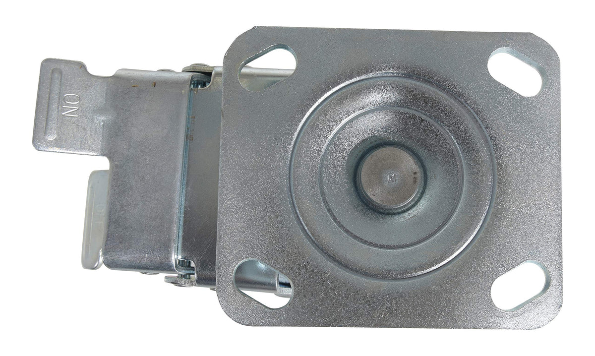 Vestil CST-KSM-5X2MR-SWTB Rubber Swivel with Total Brake Caster 5 in. Diameter x 2 in. Width 661 Lb. Capacity Dark Gray/Gold