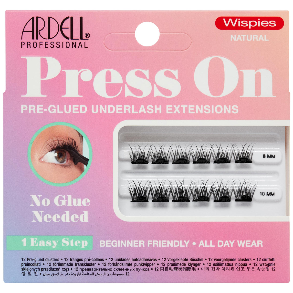 Ardell Press On Lashes Wispies Natural - Pre Glued Lash Clusters for All-Day Wear, 12 ct