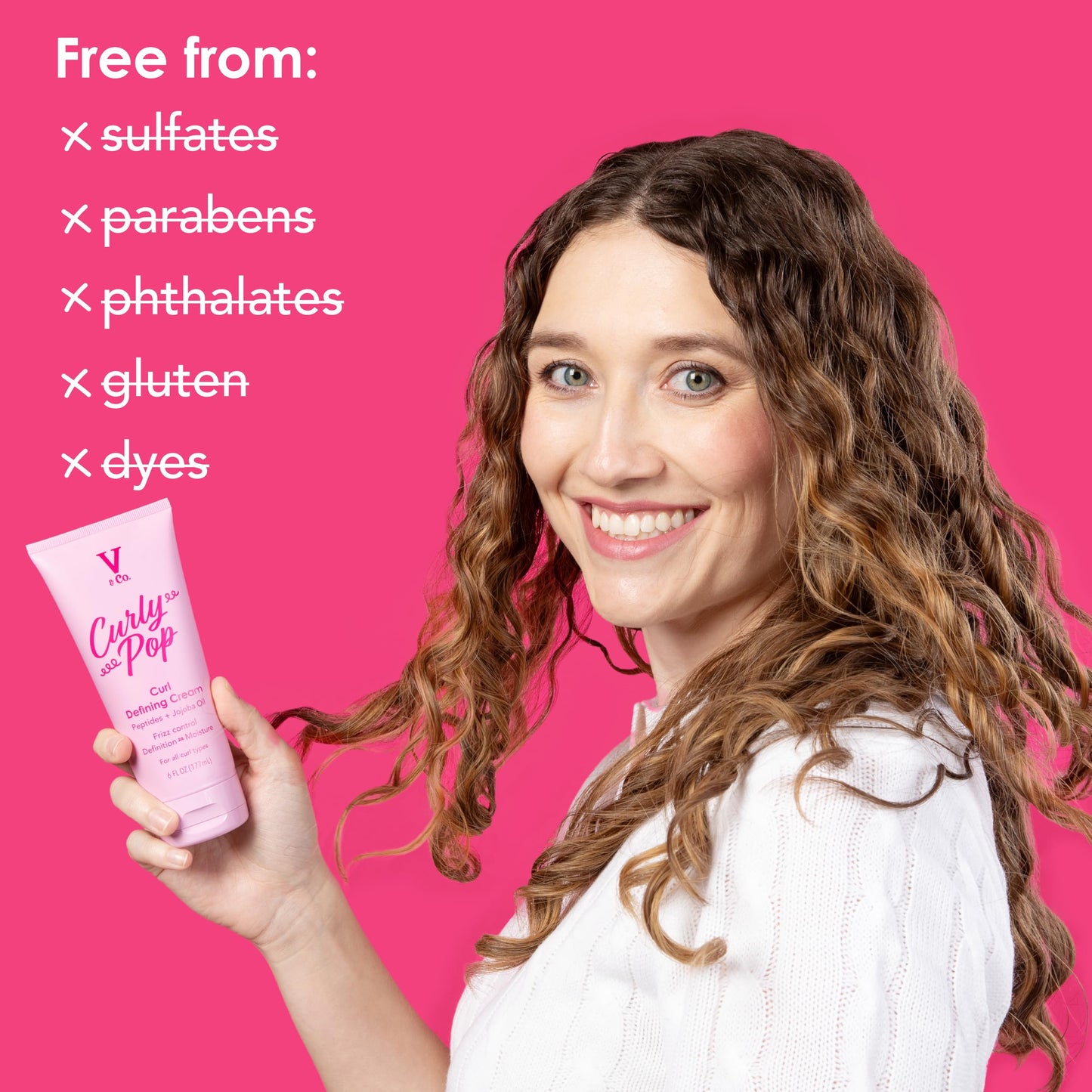 V&Co. Curly Pop Curl Defining Cream - Curl Cream for Curly Hair, Anti Frizz & Moisturizing Hair Care with Peptides & Jojoba Oil - Defines Curls Beauty & Personal Care V&CO