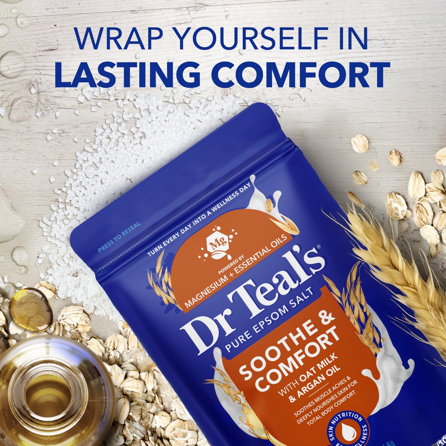 Dr Teal's Epsom Salt Magnesium Soak, Soothe & Comfort with Oat Milk & Argan Oil, 3 lbs Beauty and Personal Care Dr Teal's