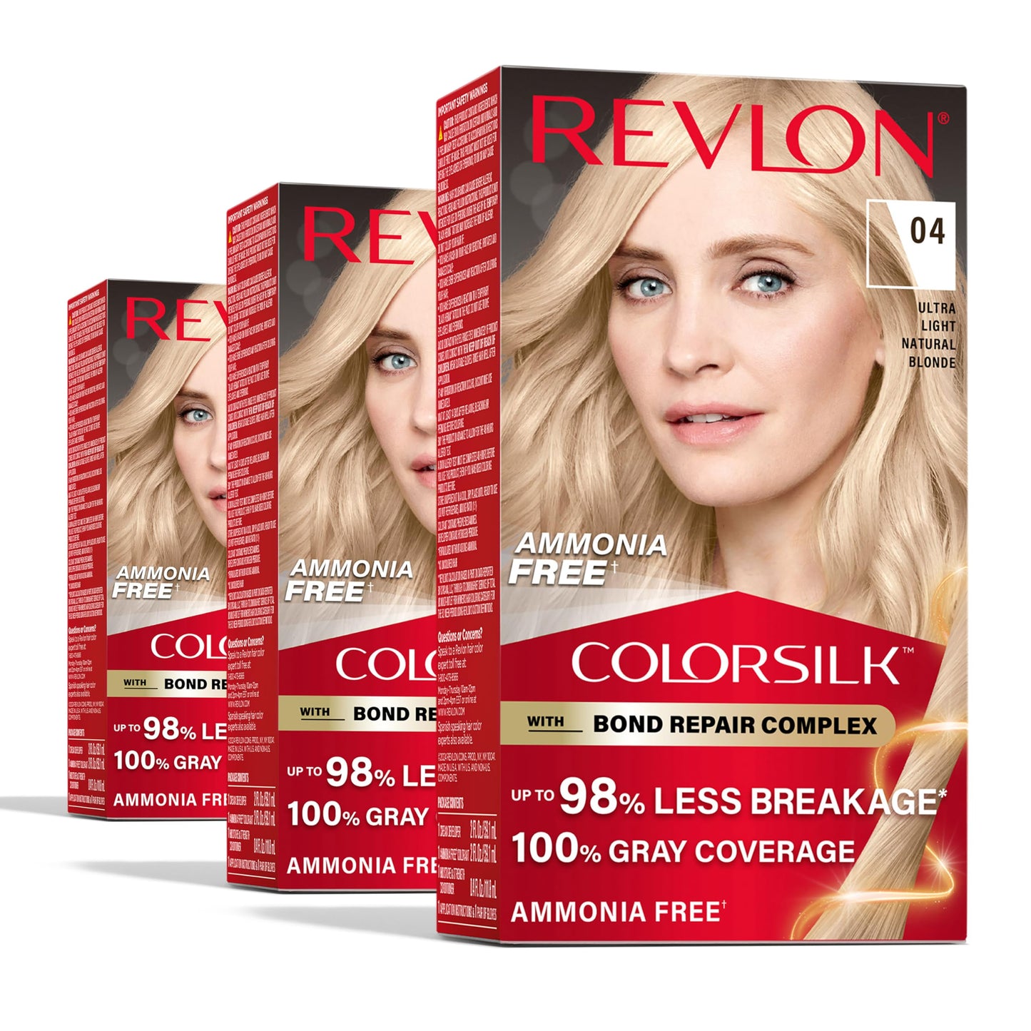 Revlon ColorSilk with Bond Repair Complex, Blonde Permanent Hair Color, 100% Gray Coverage, Ammonia Free Hair Dye, Vegan Keratin, 04 Ultra Light Beauty & Personal Care REVLON