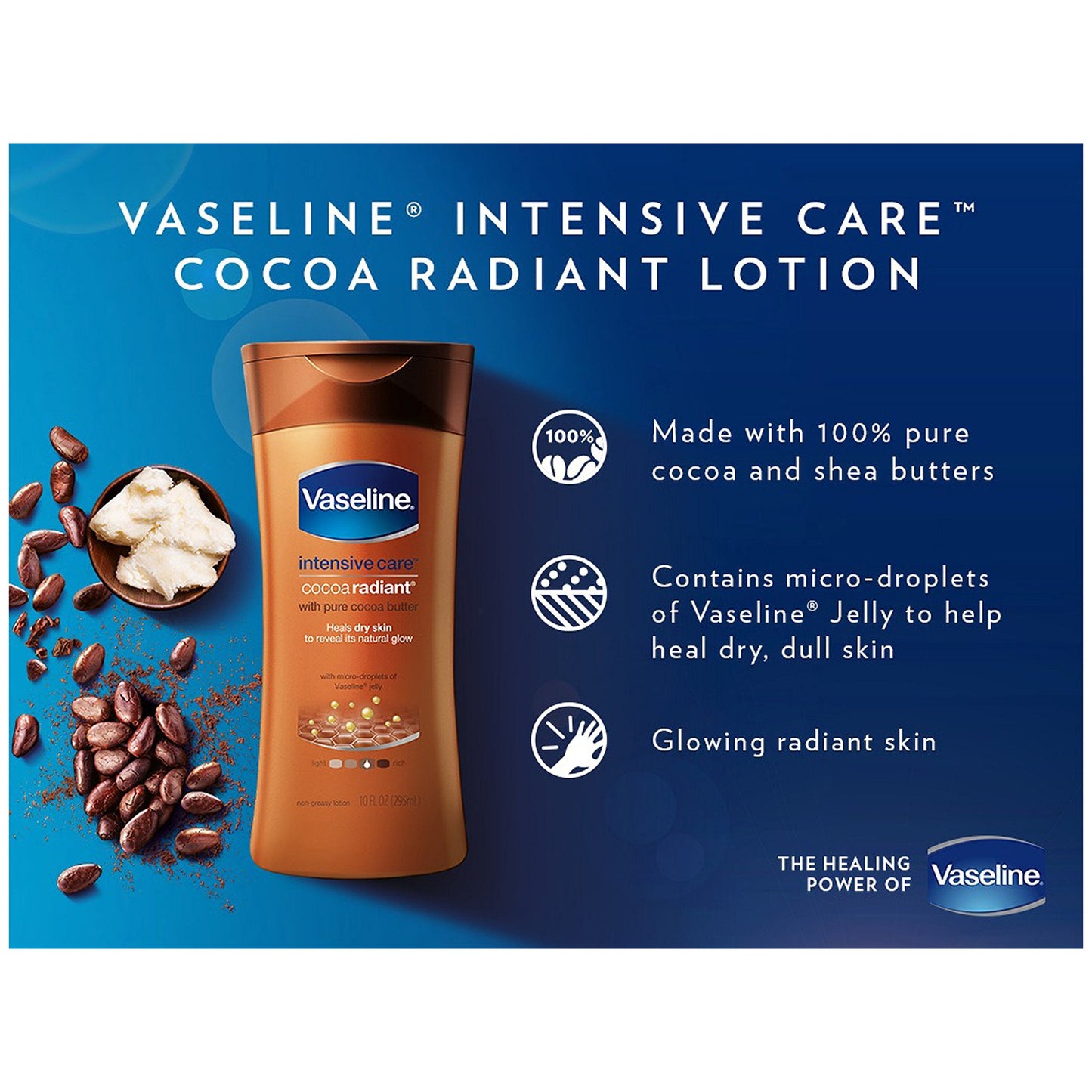 Vaseline Intensive Care hand and body lotion Cocoa Radiant 10 oz, Pack of 4 Beauty & Personal Care Vaseline