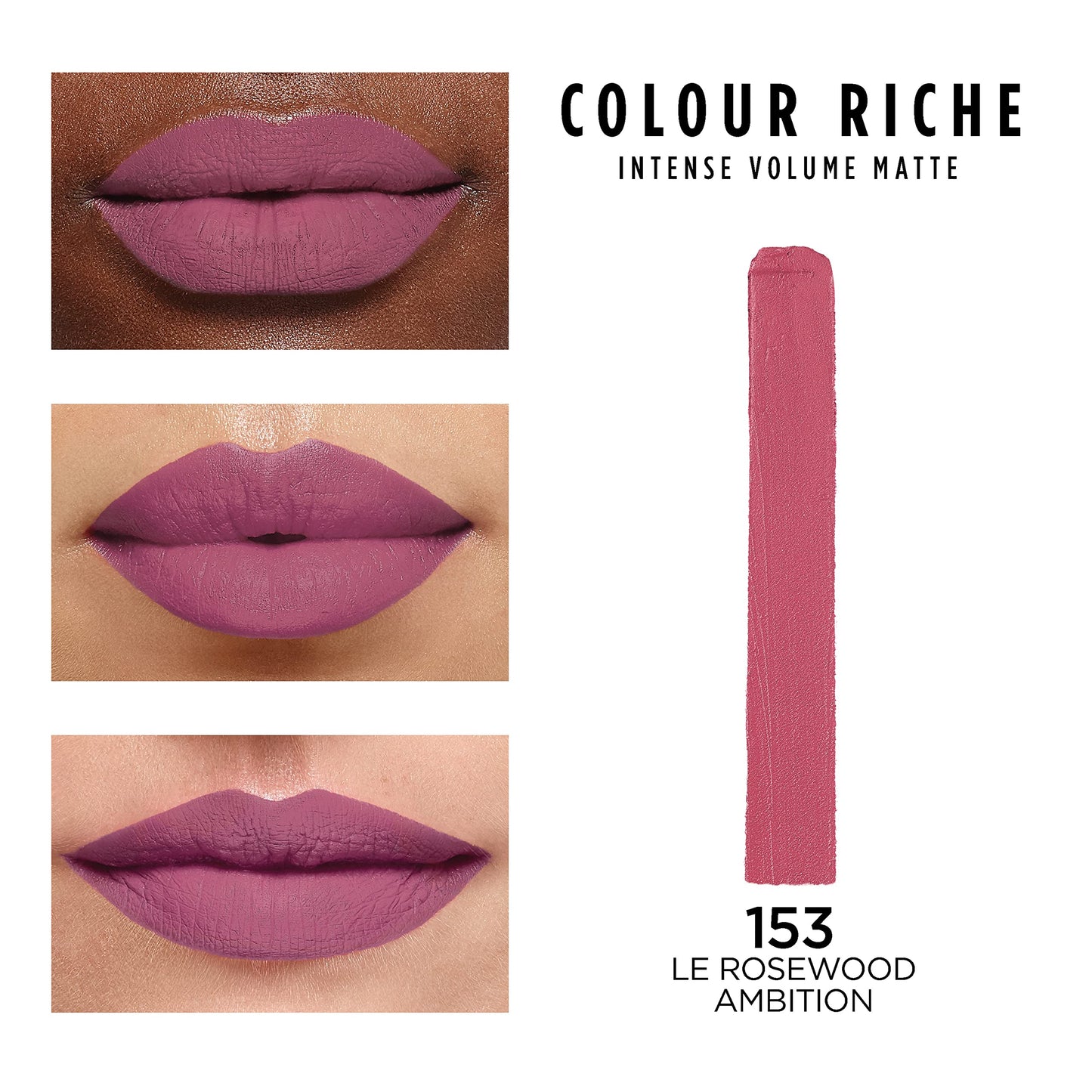 L'Oreal Paris Colour Riche Intense Volume Matte Lipstick, Lip Color Infused with Hyaluronic Acid for up to 16hr All Day Comfort, Le Rosewood Ambition, Beauty & Personal Care L'Oreal Paris