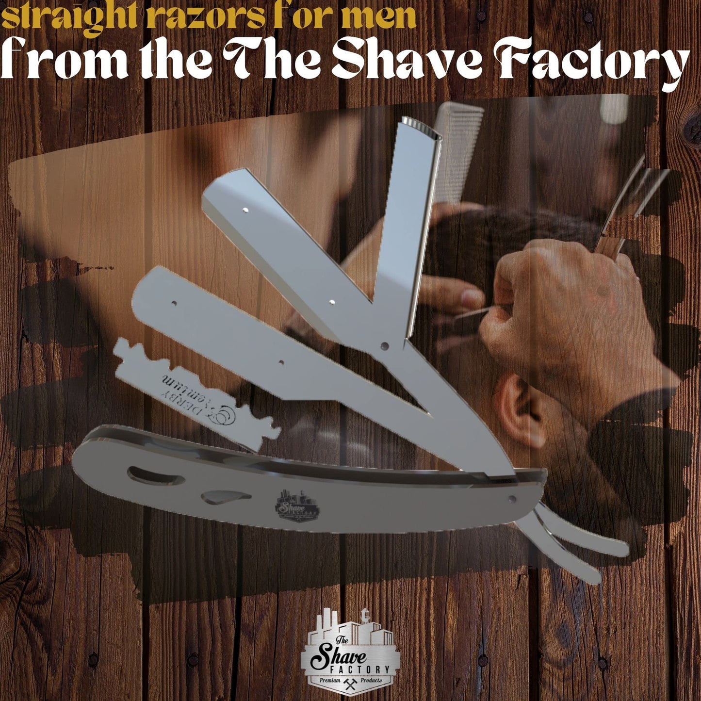 The Shave Factory Straight Edge Razor Kit - with Single Stainless Steel razors for men from (Steel, Derby Premium Single Edge) Beauty and Personal Care the shave factory