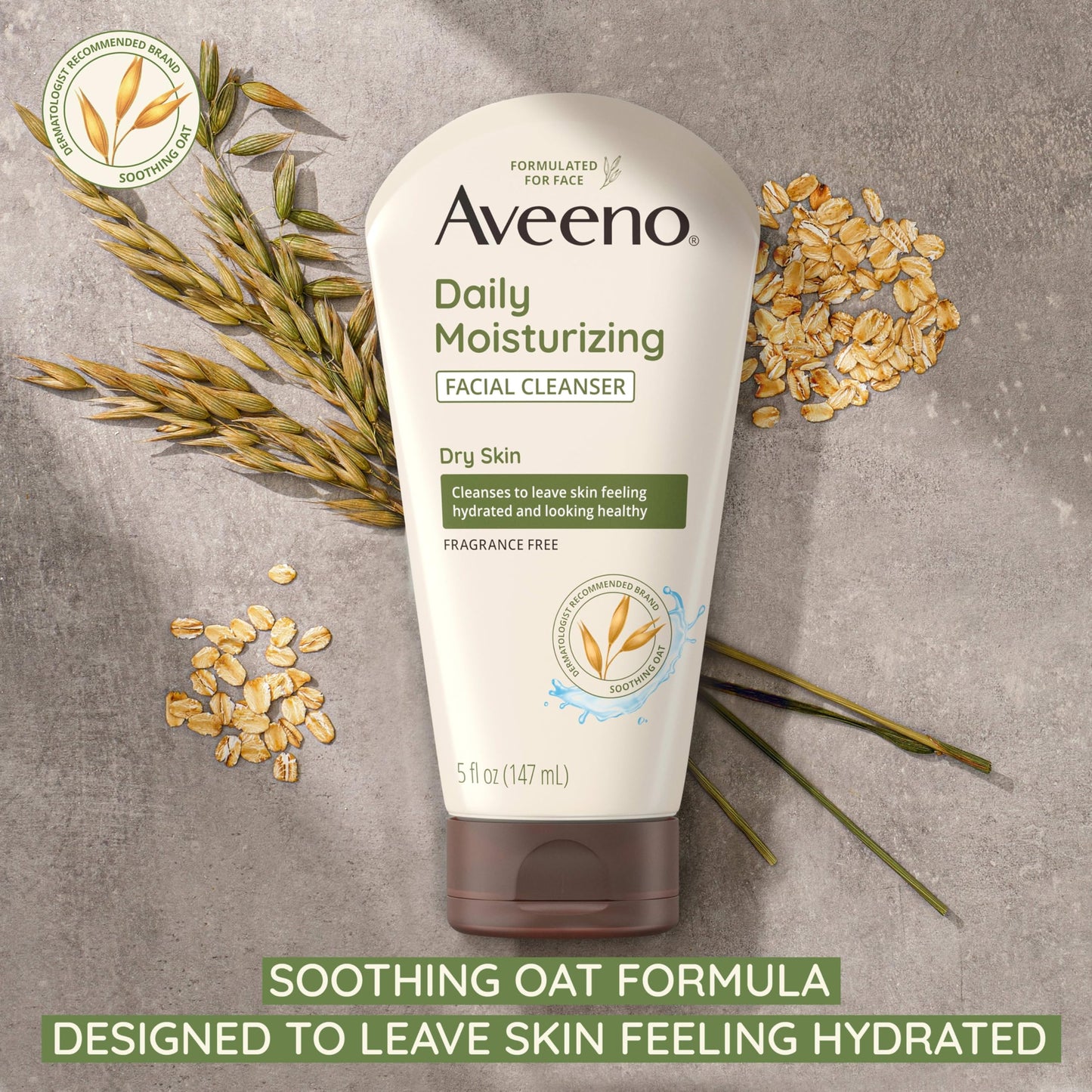Aveeno Daily Moisturizing Facial Cleanser for Dry Skin, Hydrating Acne Face Wash with Soothing Oat for soft & Supple Skin, Free of Parabens, Sulfates Beauty & Personal Care Aveeno