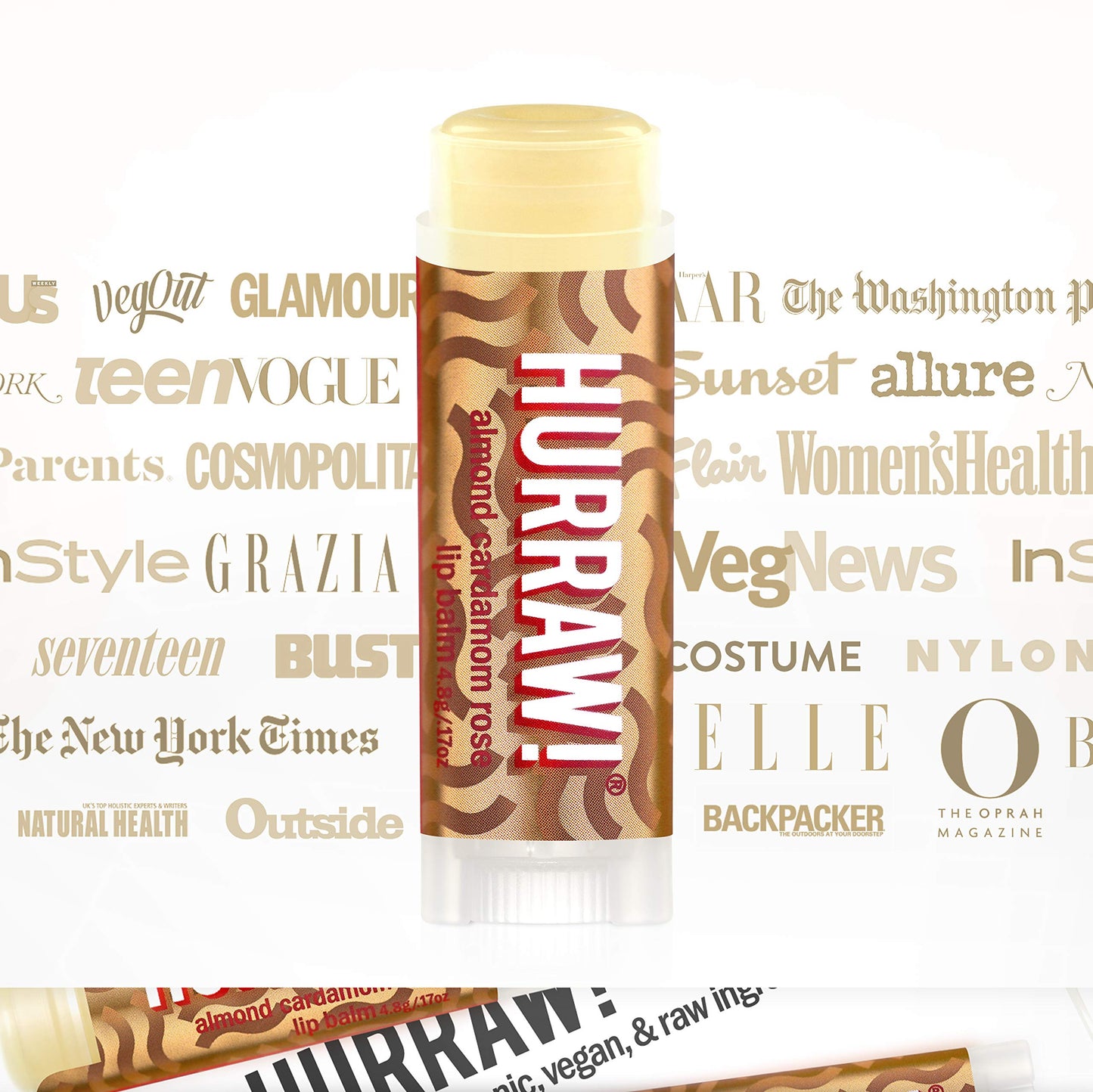 Hurraw! Almond, Cardamom, Rose (Vata) Lip Balm, 3 Pack: Organic, Certified Vegan, Cruelty and Gluten Free. Non-GMO, 100% Natural Ingredients. Bee Beauty & Personal Care HURRAW!