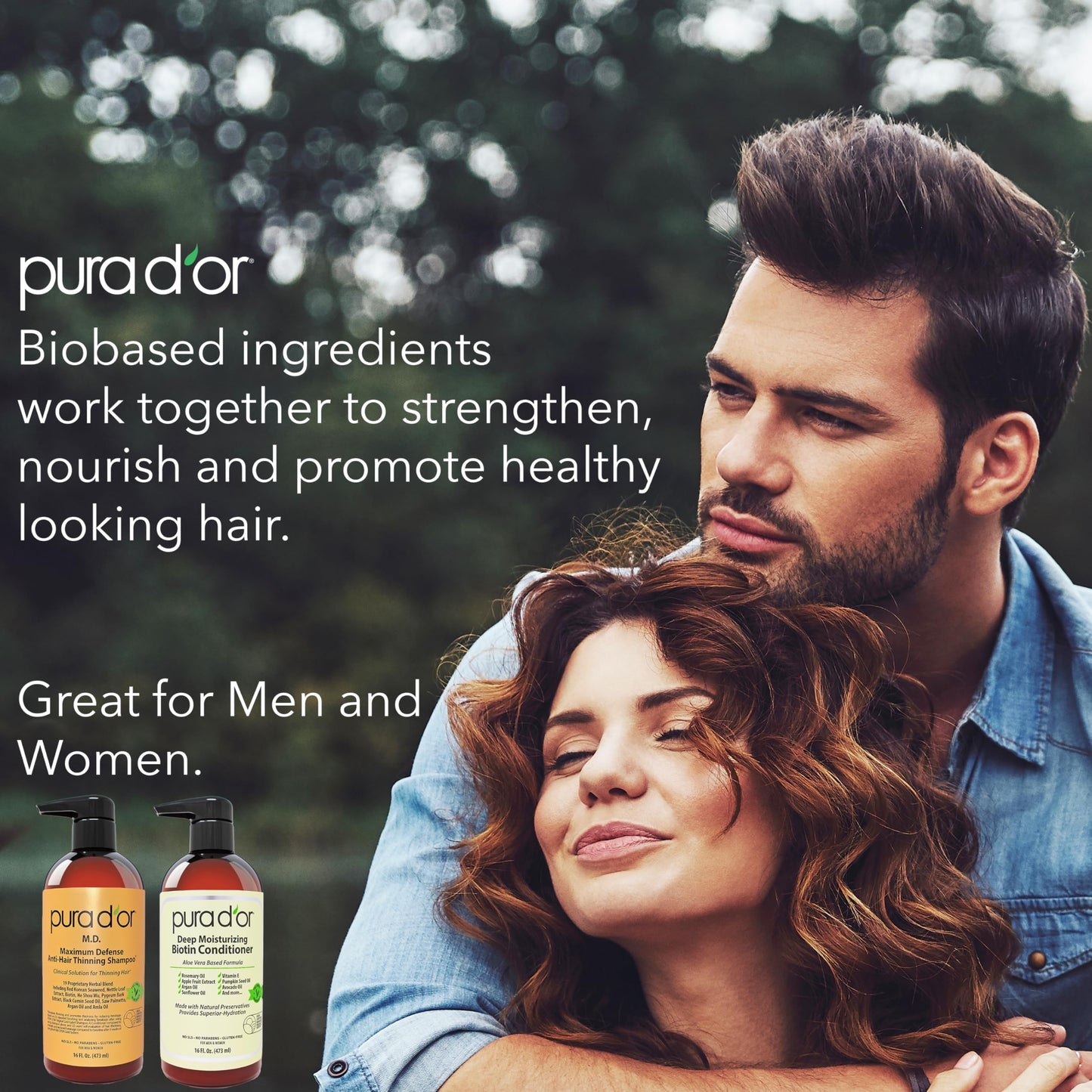 PURA D'OR MD Anti-Thinning Biotin Shampoo & Conditioner Set 16oz x2 – Coal Tar Herbal Blend for Thicker Hair & Scalp Health, Men & Women Beauty & Personal Care PURA D'OR