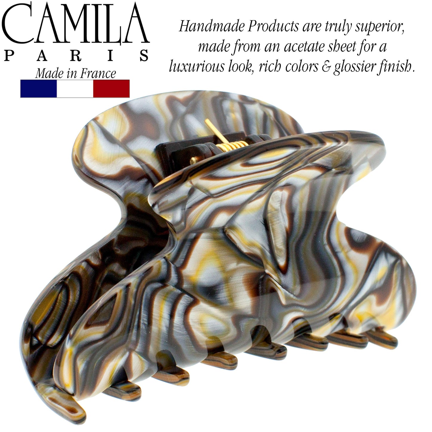 Camila Paris CP3058 French Hair Clip for Women, Onyx, for Thick Long Curly Wavy Hair, Jaw Clip, Strong Hold No Slip Grip, Made in France Beauty & Personal Care Camila