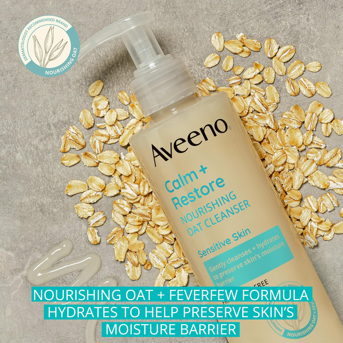 Aveeno Calm + Restore Facial Cleanser for Sensitive Skin, Hydrating Gentle Milky Face Cleanser with Nourishing Oat and Feverfew, Hypoallergenic Beauty & Personal Care Aveeno
