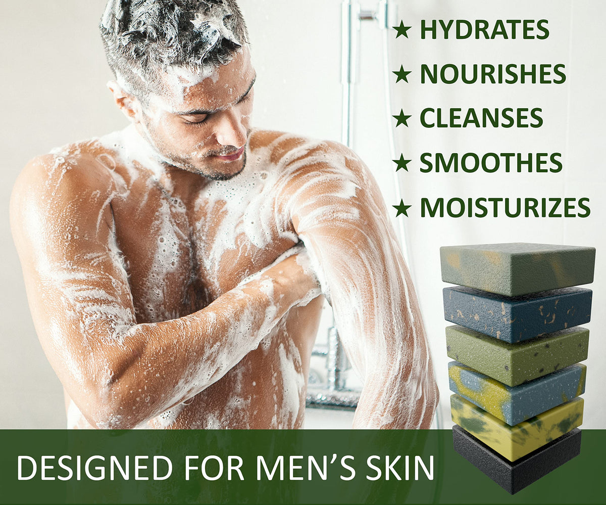 NATURAL AMERICAN ELEMENTS Men's Bar Soap - Masculine Scents, 100% Natural Soap for Men - Essential Oils, Organic Shea Butter - Made in USA, Body Wash Beauty & Personal Care NATURAL AMERICAN