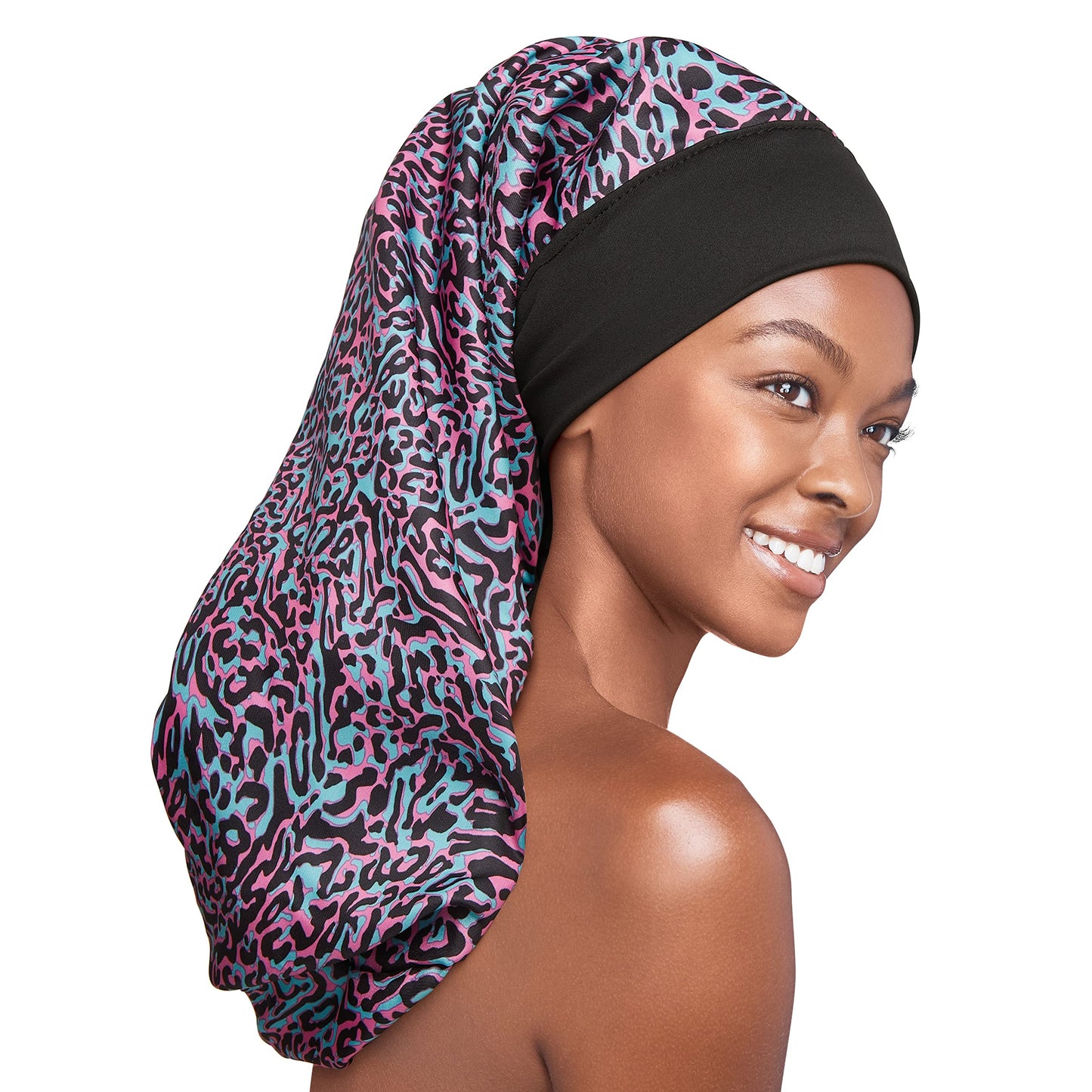 Red by Kiss Silky Braid Bonnet Wide Edge Bonnet Sleep Cap, Frizz Free Bonnet (Leopard) Beauty and Personal Care Red by Kiss