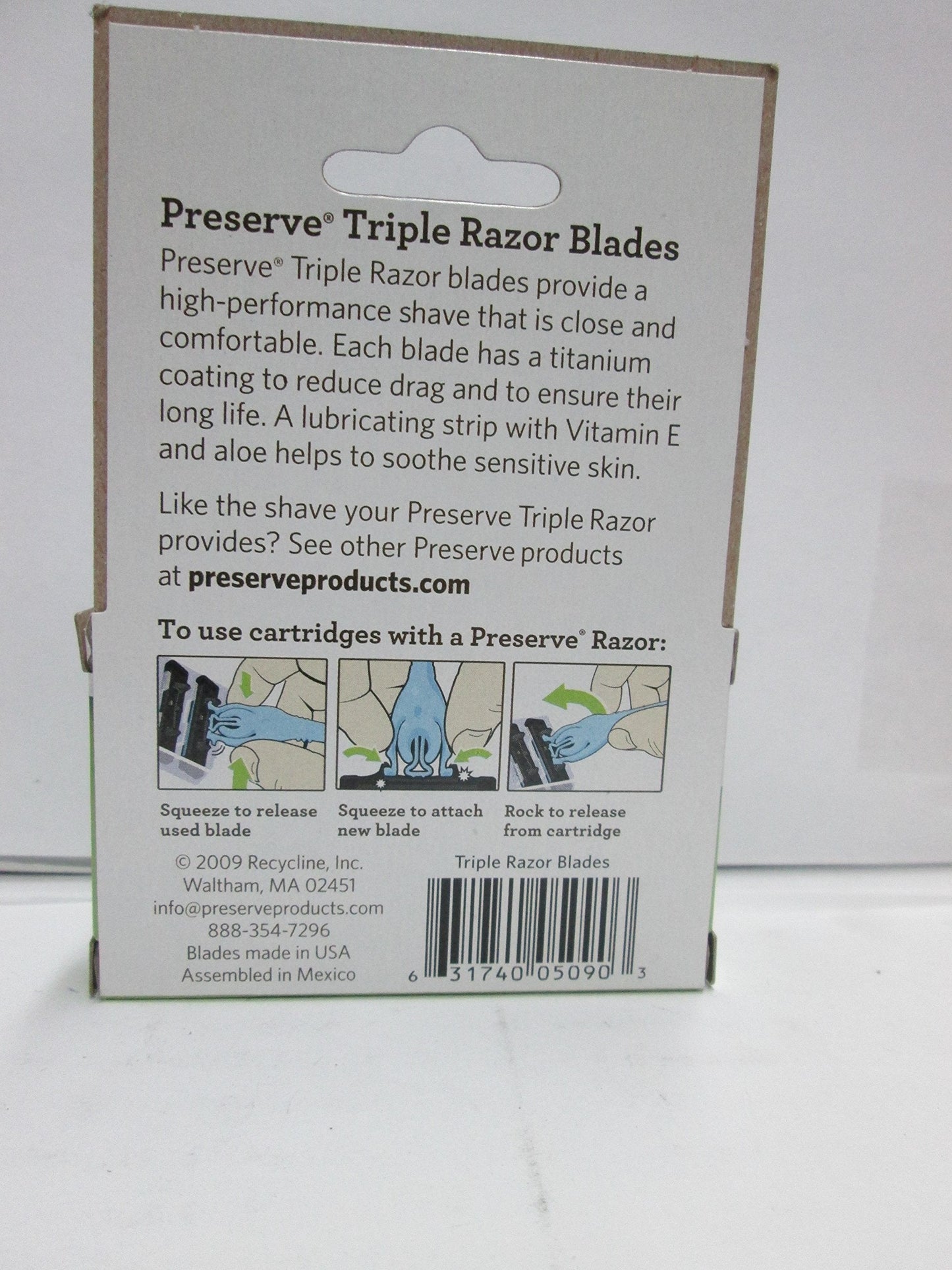 Preserve PRE-5091P2 Triple Razor Replacement Blade44; 4-Pack. This multi-pack contains 2 packs. Beauty and Personal Care Preserve