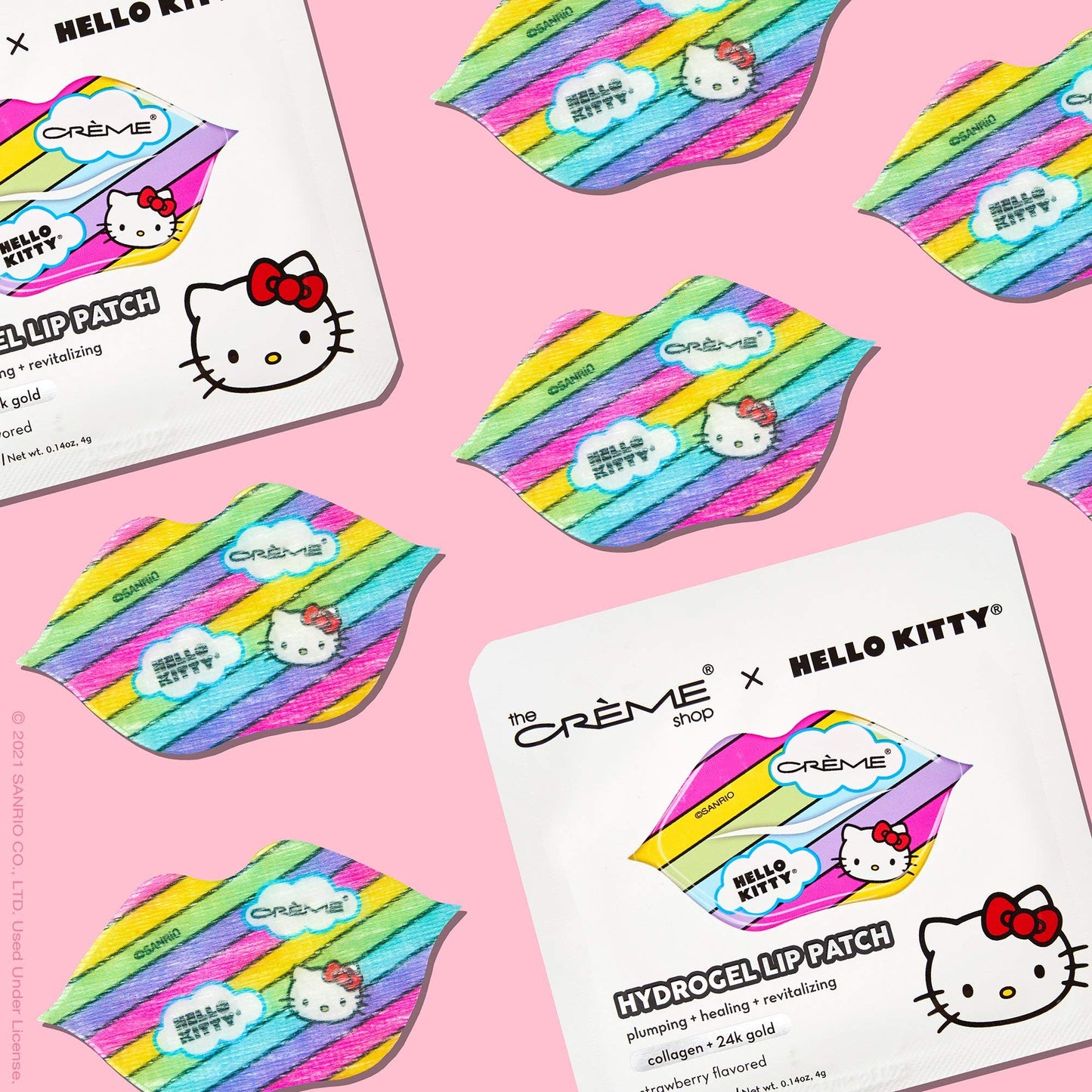 The Crème Shop x Hello Kitty Hydrogel Lip Patch | Strawberry Flavored, Collagen and 24k Gold, Remove Dead Skin, Moisturize lips, Pale Lip Treatment Beauty & Personal Care The Crème Shop