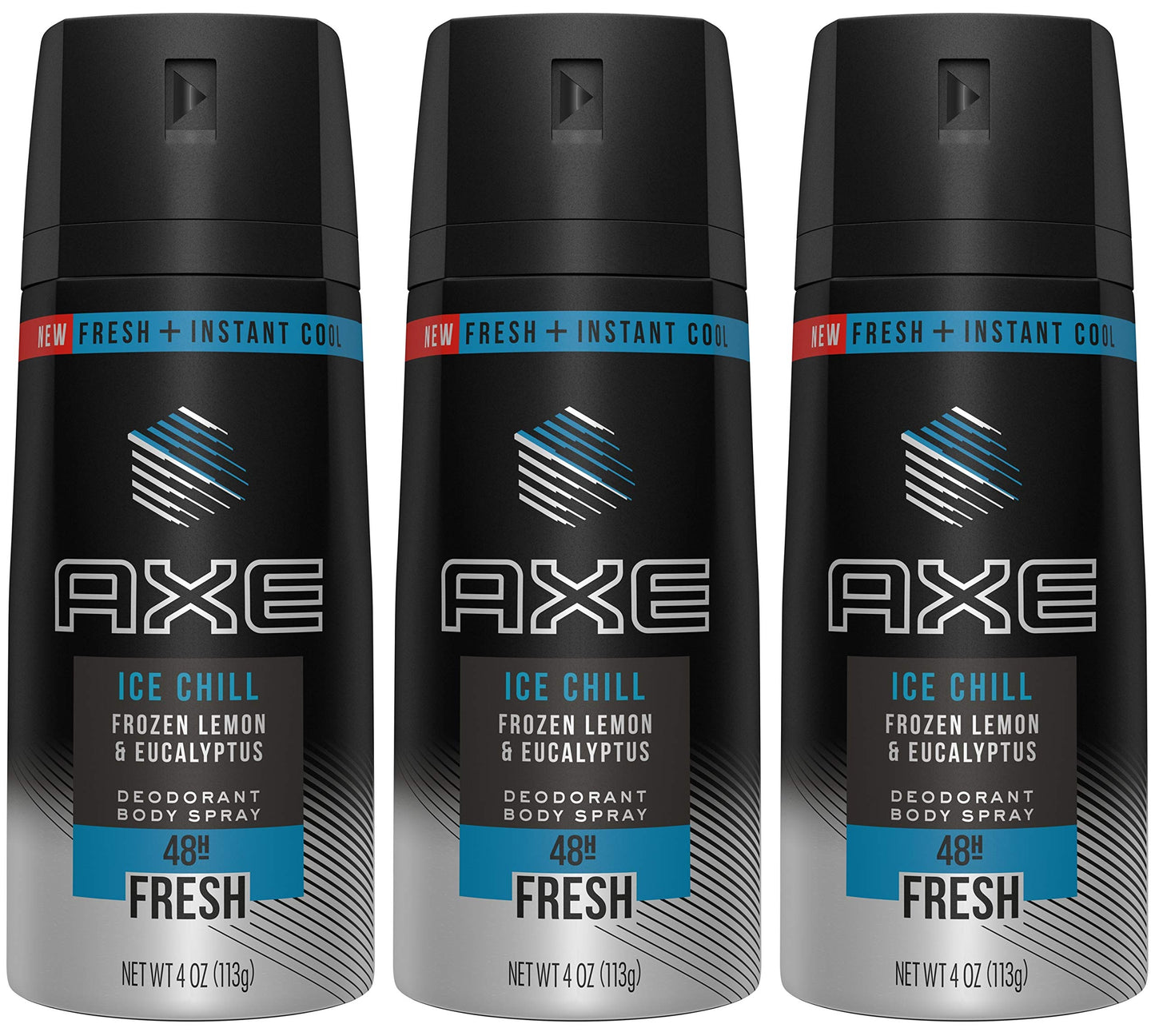 Axe Deodorant Body Spray - Ice Chill - Frozen Lemon & Eucalyptus - Net Wt. 4 OZ (113 g) Per Can - Pack of 3 Cans Beauty and Personal Care Axé