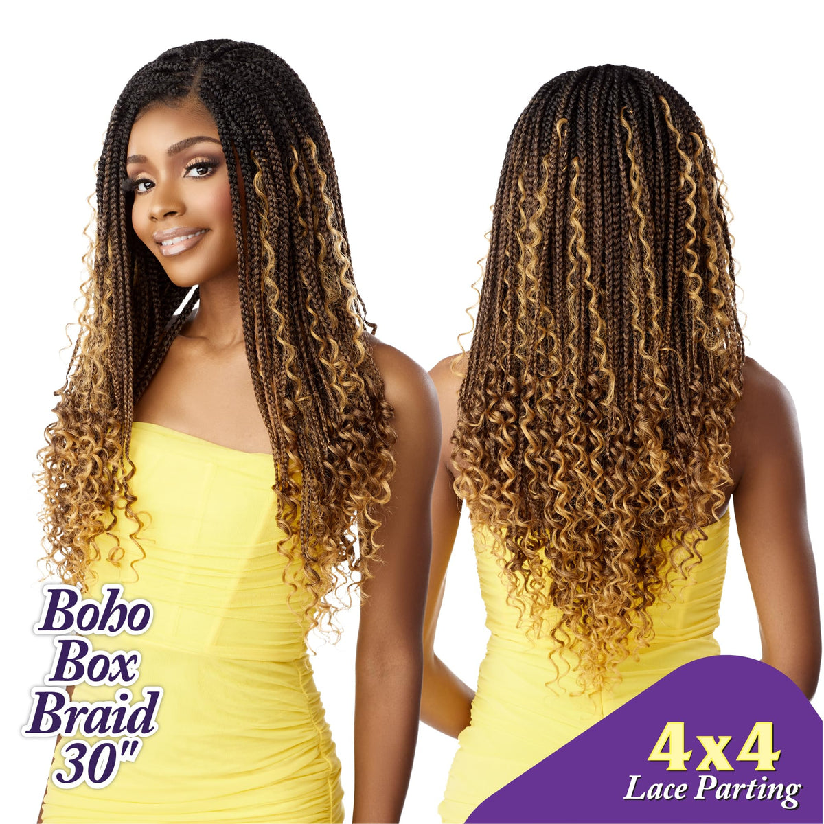 Sensationnel CLOUD9 4x4 Braided Wig-Boho Box Braid 30 Inch, 2 DARKBROWN