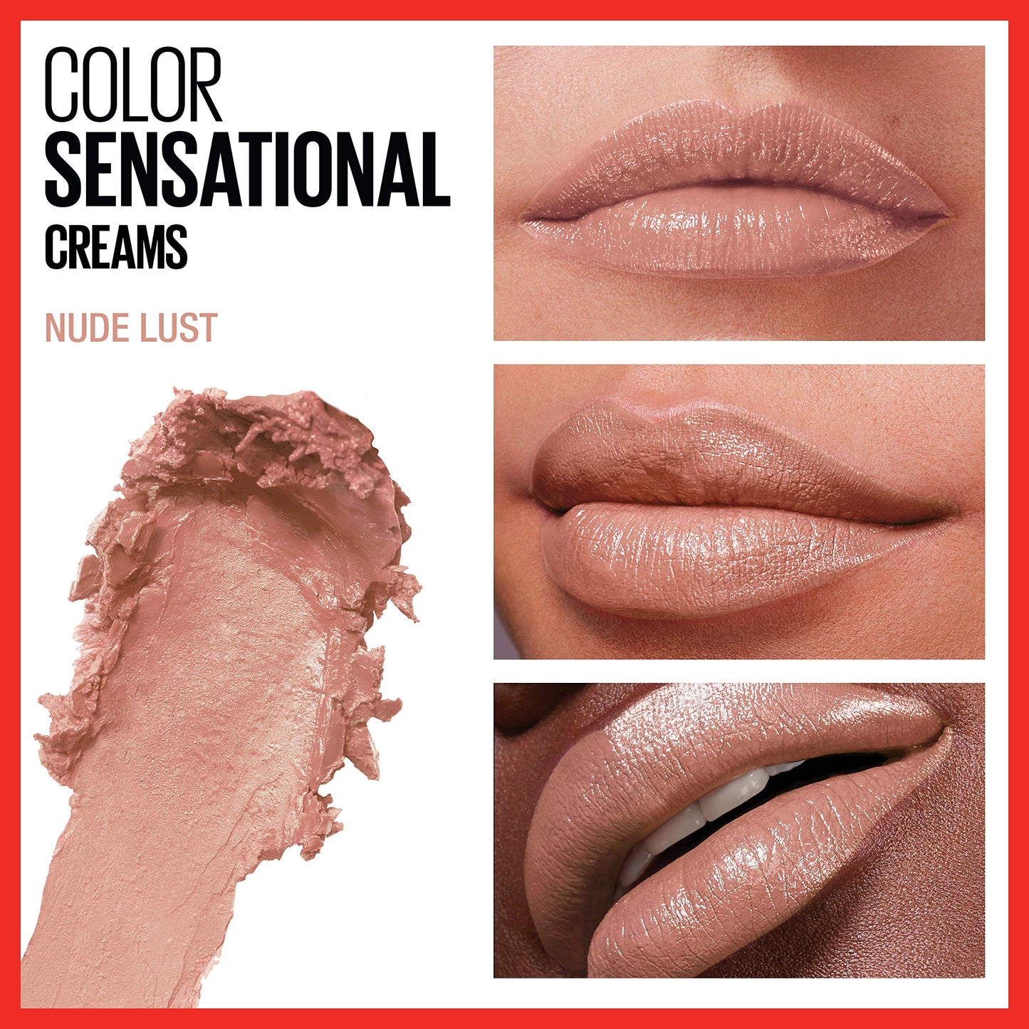 Maybelline Color Sensational Lipstick, Lip Makeup, Cream Finish, Hydrating Lipstick, Nude Lust, Nude ,1 Count Beauty & Personal Care MAYBELLINE