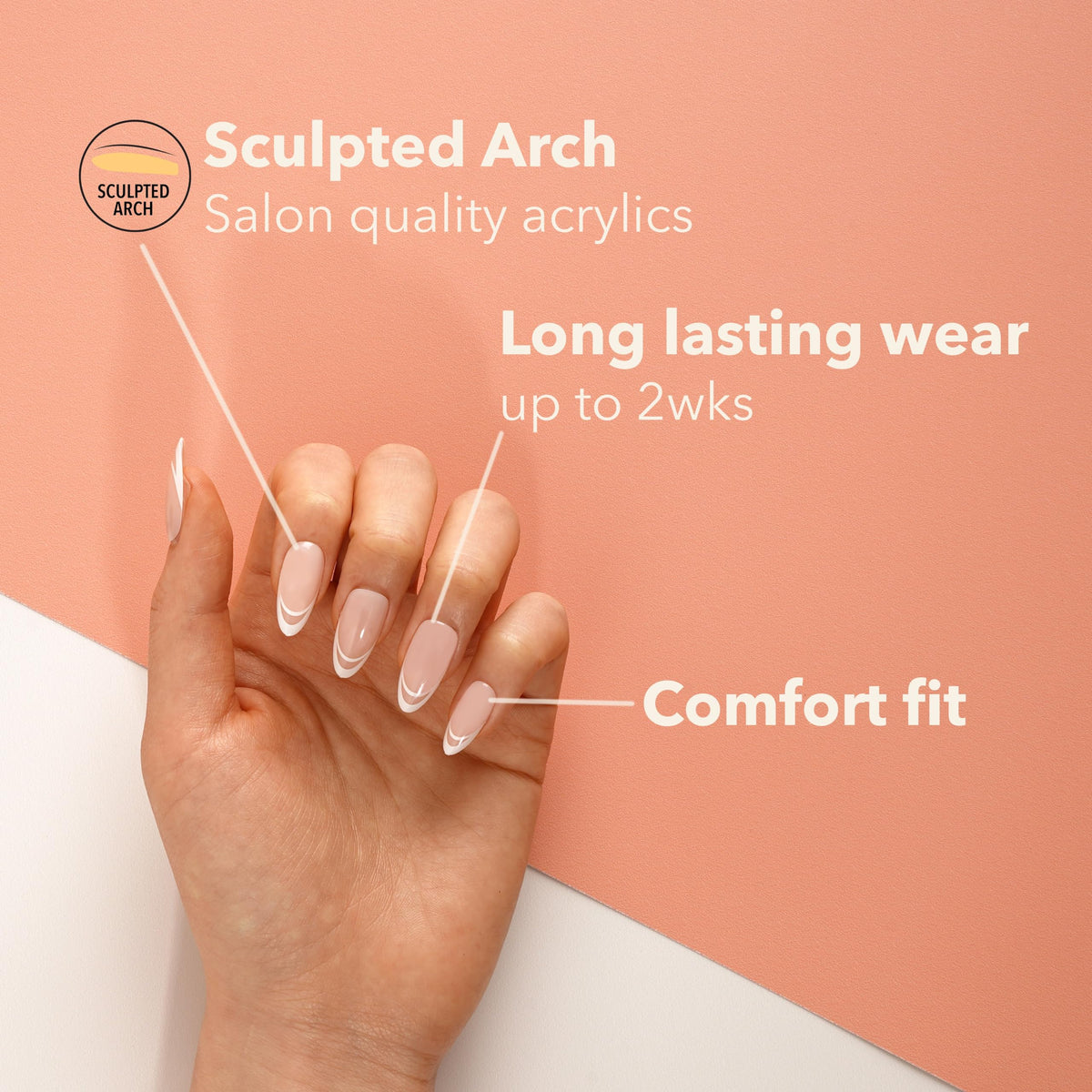 MOOD: TOO CLASSY Press On Nails - Bare with Me | Trendy Long Coffin Shape | Salon Acrylic Finish, Kit Includes 30 Nail Tips, Mini Glue, Adhesive Tabs