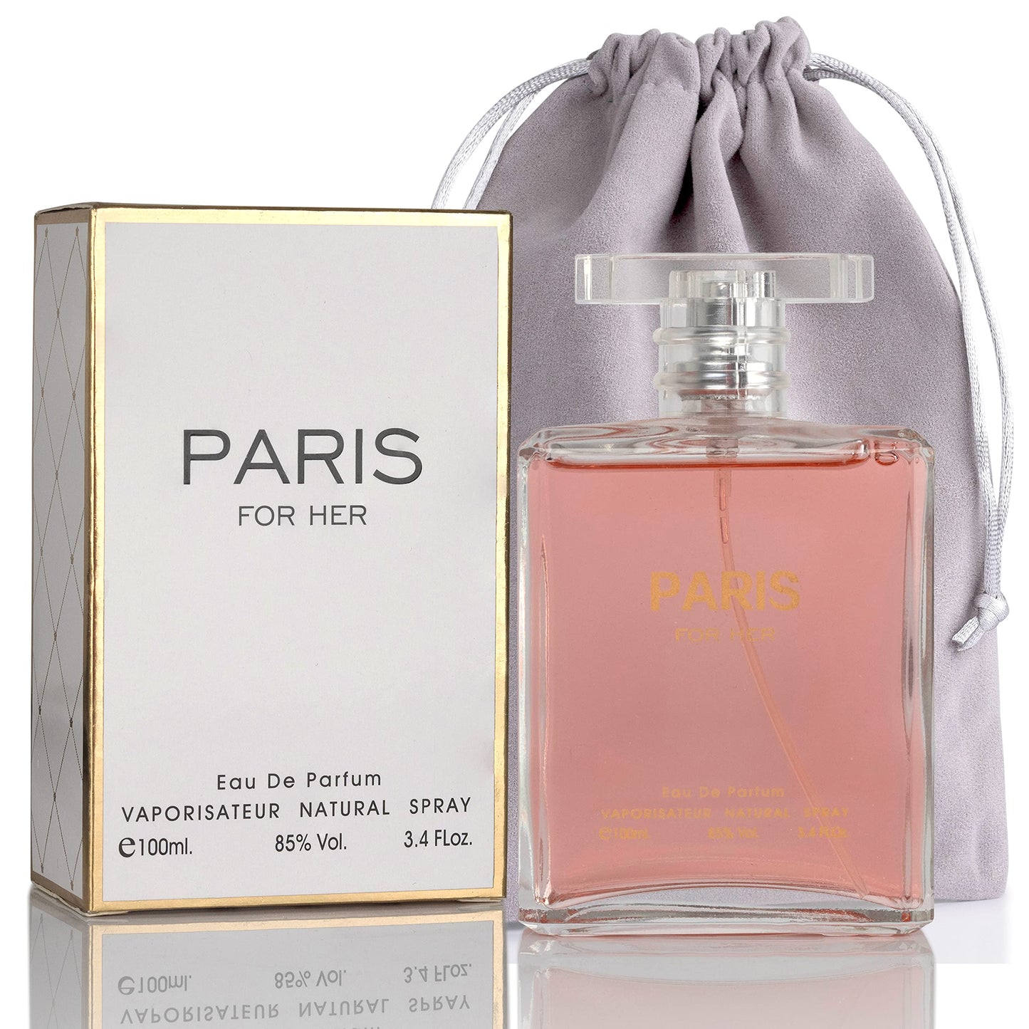 NovoGlow Paris For Her Eau de Parfum Spray Perfume, Fragrance For Women-Daywear, Casual Daily Cologne Set with Deluxe Suede Pouch- 3.4 Oz Bottle Beauty & Personal Care NovoGlow