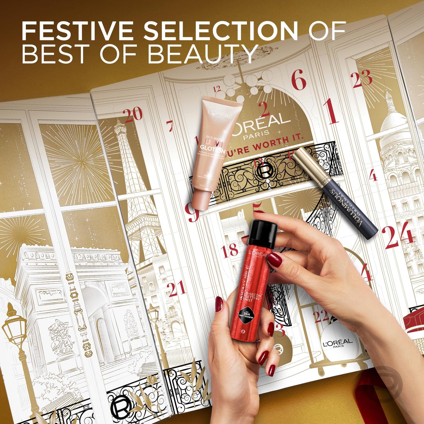 L'Oreal Paris 24 Day Beauty Advent Calendar 2025, Holiday Gift Set Includes Deluxe-Sized and Miniature Makeup, Skincare and Haircare Products Beauty & Personal Care L'Oreal Paris