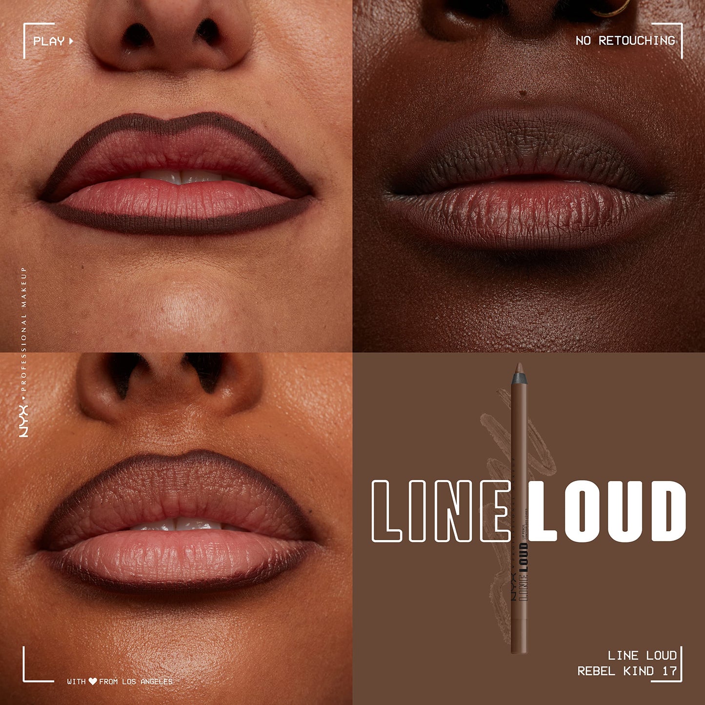NYX PROFESSIONAL MAKEUP Line Loud Lip Liner, Longwear and Pigmented Lip Pencil with Jojoba Oil & Vitamin E - Rebel Kind (Chocolate Brown) Beauty & Personal Care NYX PROFESSIONAL MAKEUP