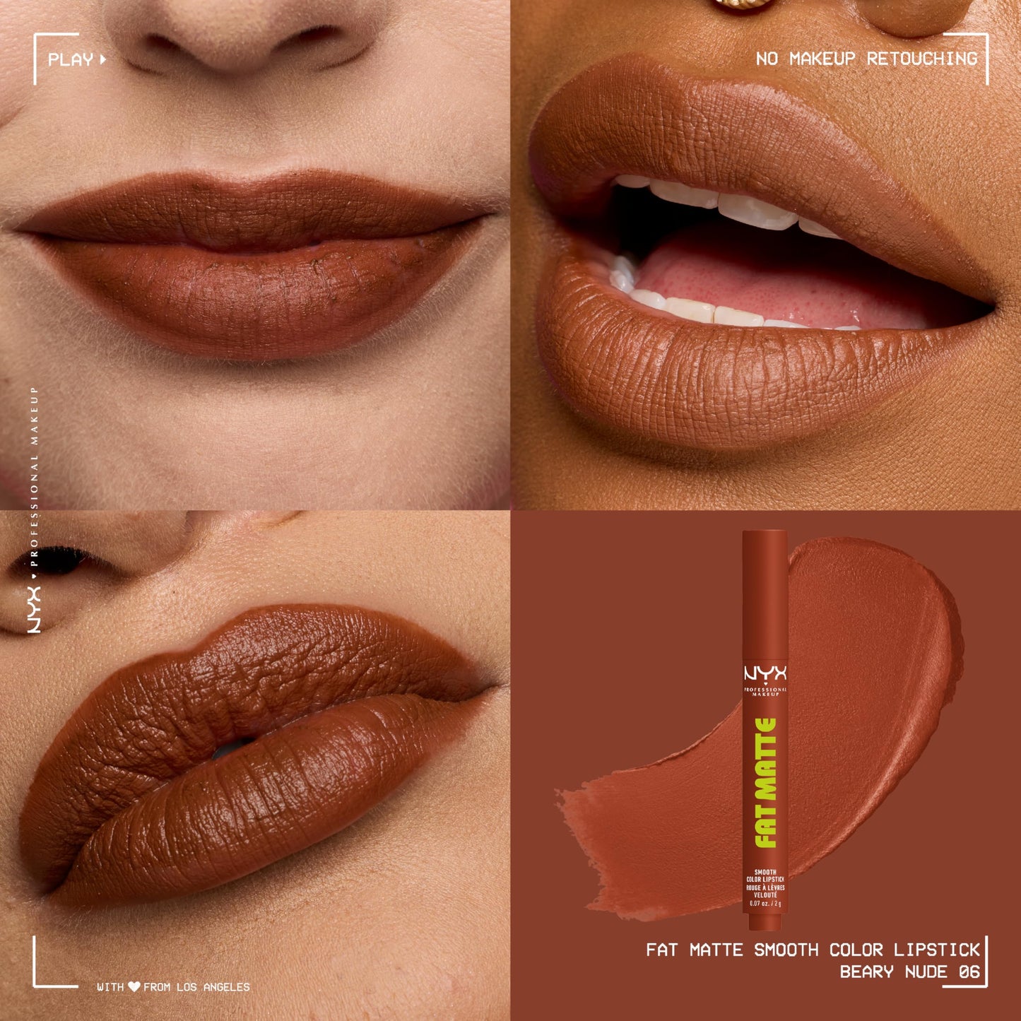 NYX PROFESSIONAL MAKEUP Fat Matte Lipstick, Pigmented, Smoothing, & Non-Drying Lip Crayon, Long Lasting Lip Makeup, Vegan & Cruelty Free - Beary Nude Beauty & Personal Care NYX PROFESSIONAL MAKEUP