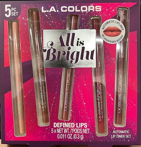 L.A. COLORS All Is Bright 5pc Automatic Lip Liner, Defined Lips, 1 Count (Pack of 1) Beauty & Personal Care L.A. COLORS
