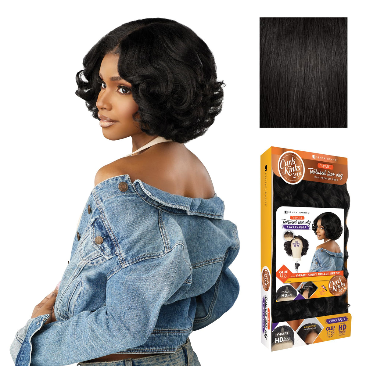 Sensationnel CKCO Kinkyedges Wig-Kinky Roller Set 10 Inch, 1B OFFBLACK
