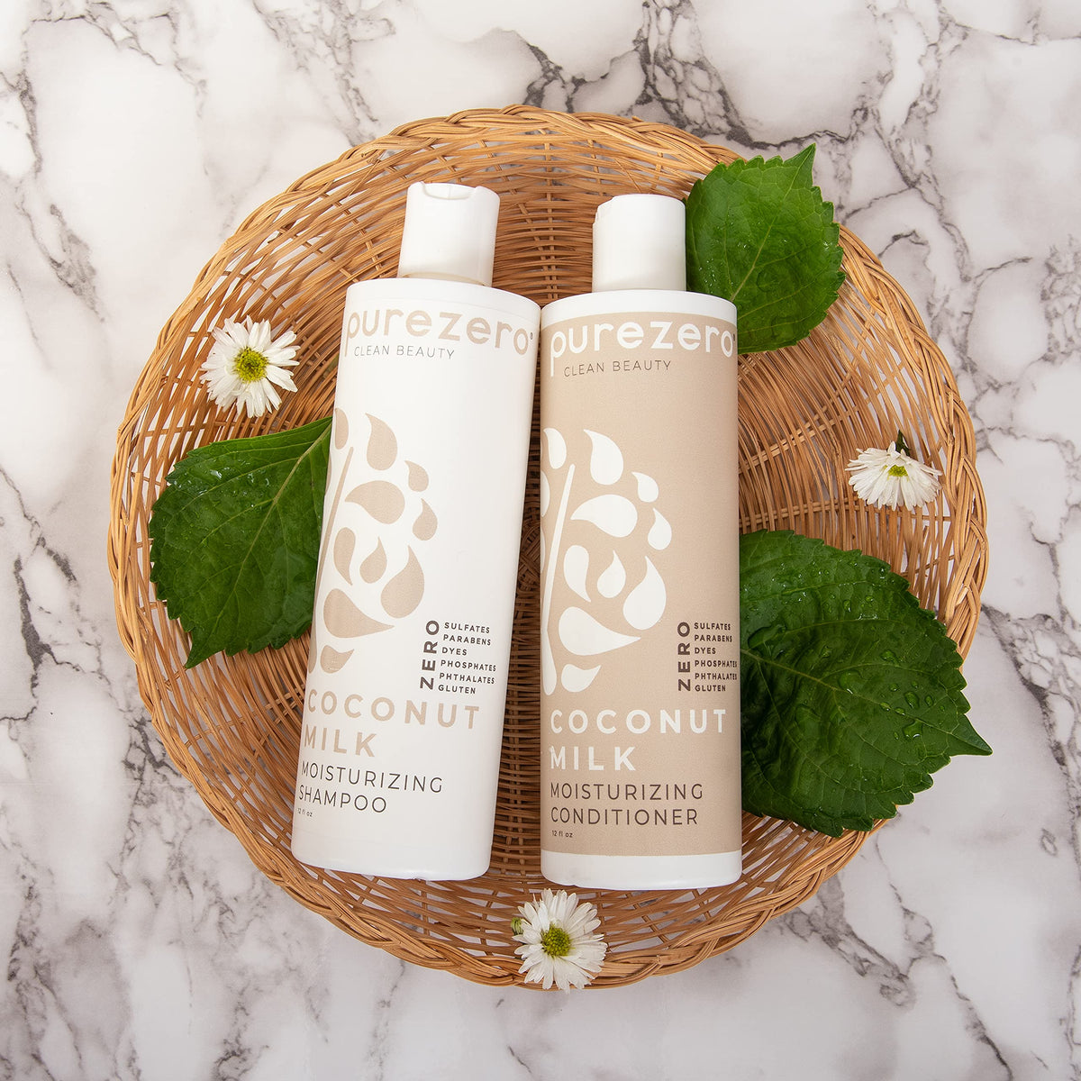 Purezero Coconut Milk Moisturizing Shampoo - 12 Fl Ounce - Intense Hydration & Increase Shine - Fight Dandruff & Frizz - Zero Sulfates, Parabens, Dyes