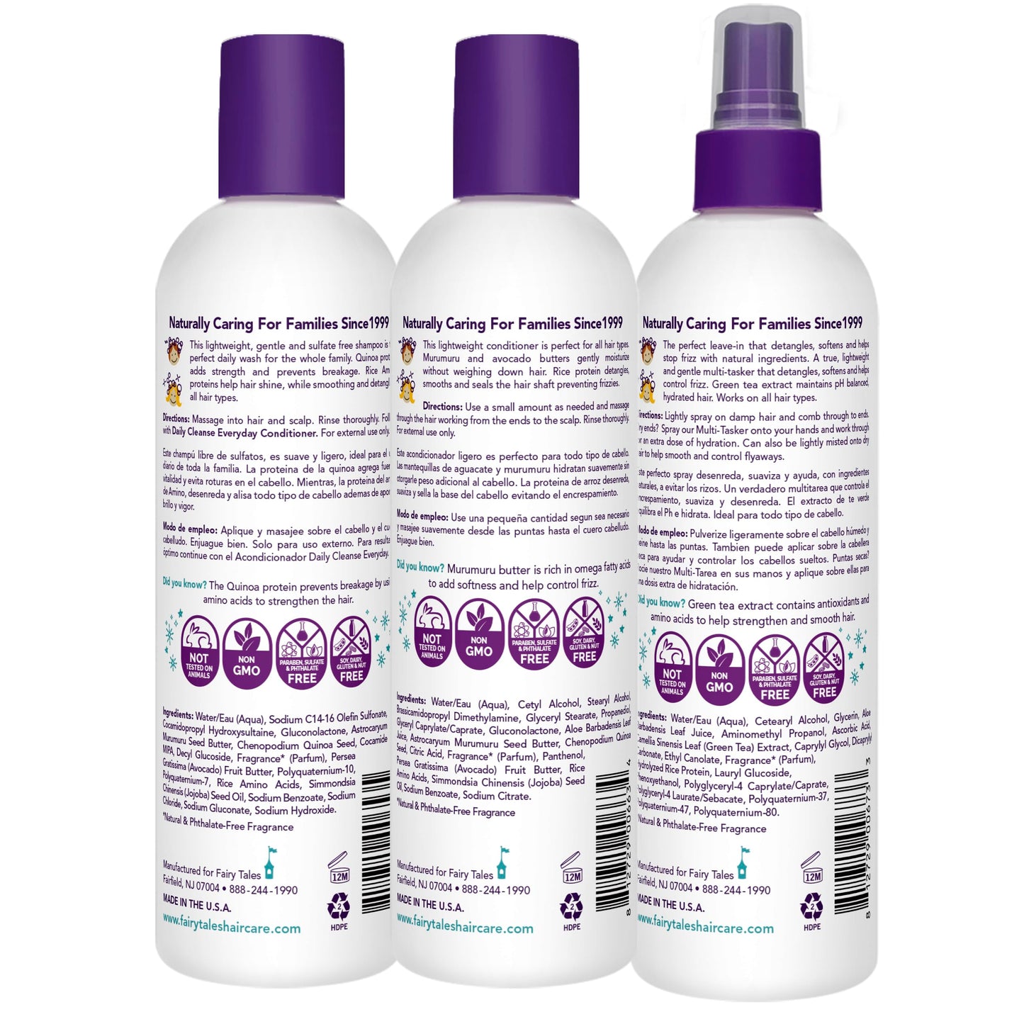 Fairy Tales Daily Cleanse Everyday Kids Shampoo, Conditioner, and Spray set - Gentle Natural Defining, Tangle Free, Moisturizing + Hydrating, Clean + Beauty & Personal Care Fairy Tales