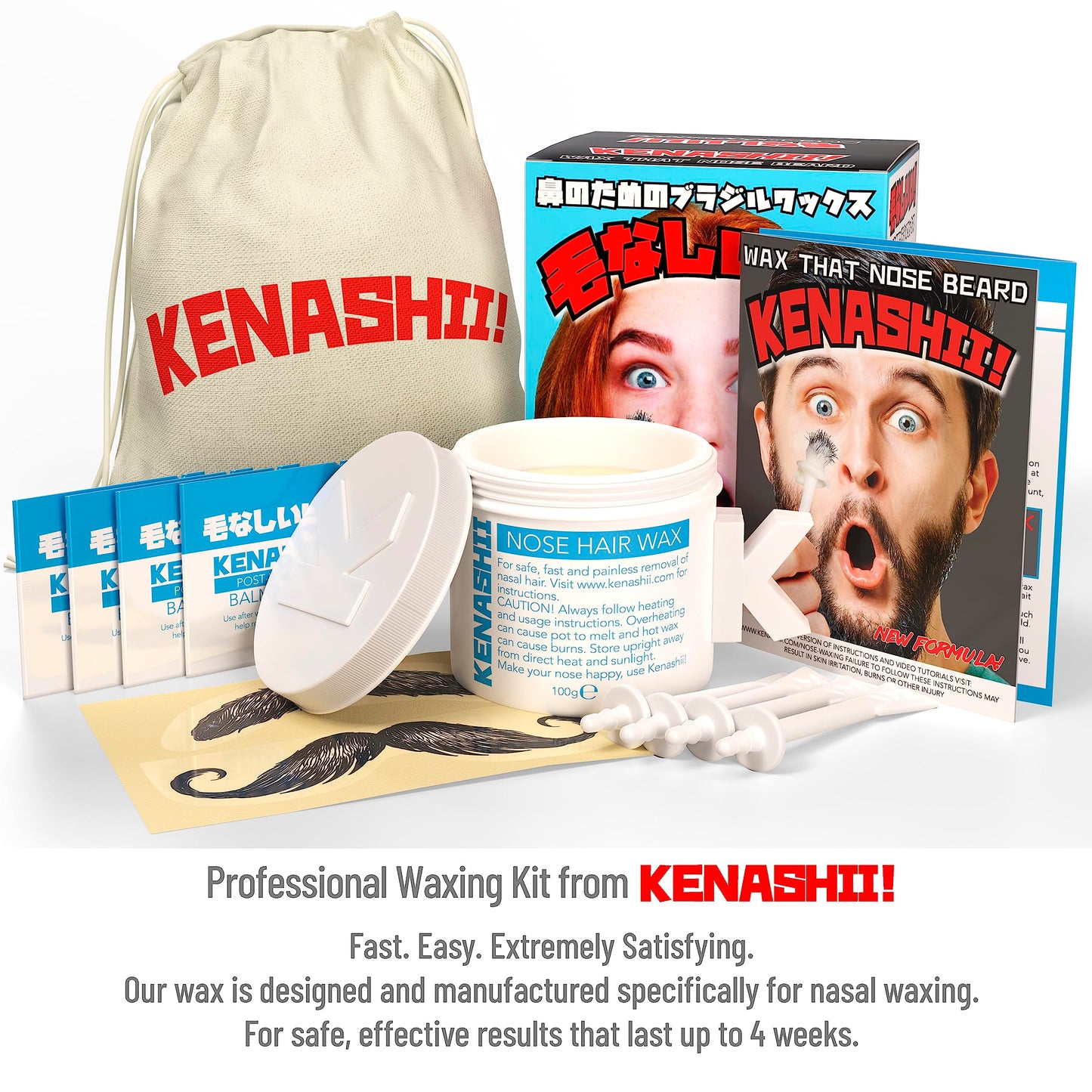 KENASHII Nose Wax Kit | 100 g Wax, 24 Applicators | The Original & Best Nose and Ear Hair Removal Kit from Kenashii | Nasal Waxing For Men and Women | Beauty and Personal Care KENASHII