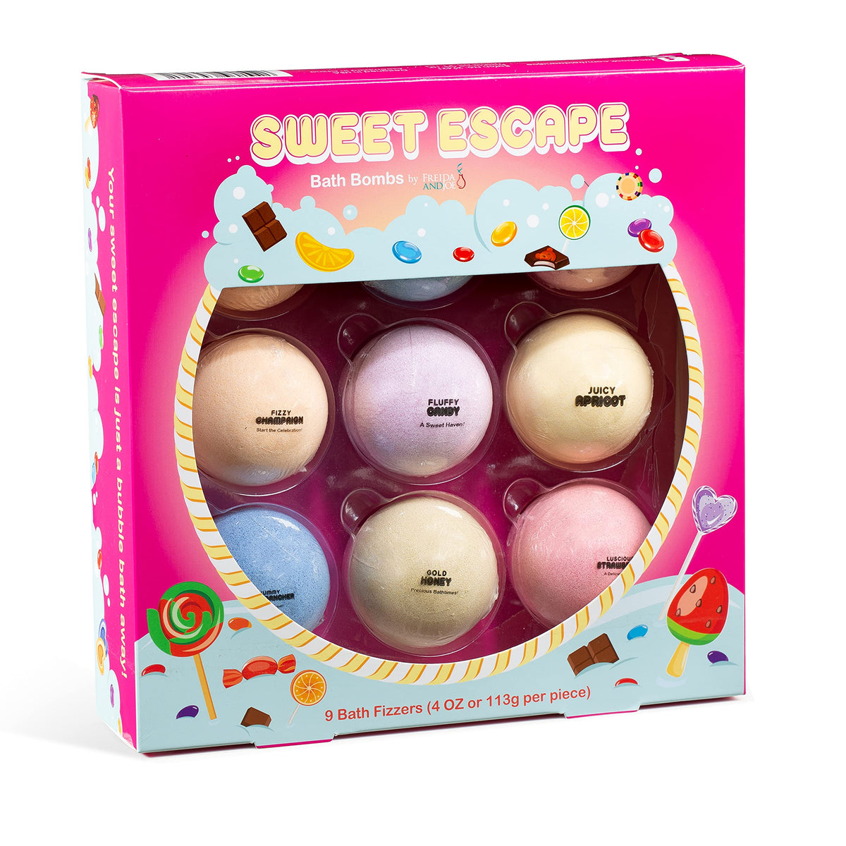 Sweet Escape Candy Fruity Juicy Sweet Treat Bomb Bath Fizzers Bath Bomb Gift Set for Women - 9 Large Bath Bombs Aromatherapy Luscious Fragrance Bath… Beauty & Personal Care Freida and Joe