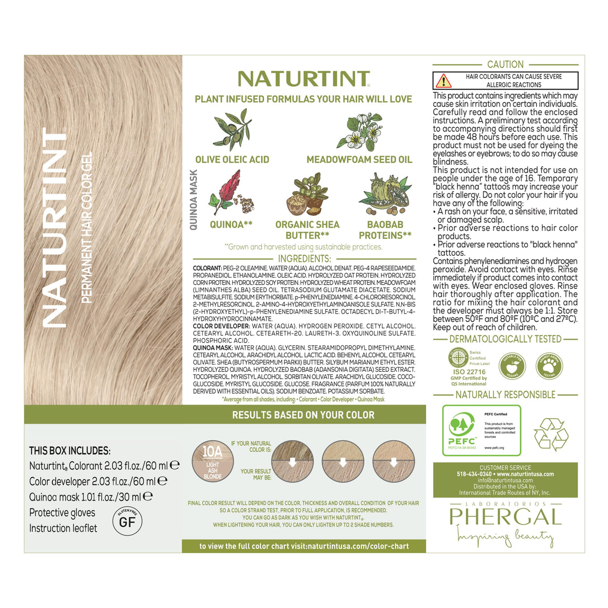Naturtint 10A Light Ash Blonde Permanent Hair Color (Pack of 1), Ammonia Free, Vegan, Cruelty Free, up to 100% Gray Coverage, Long Lasting Results