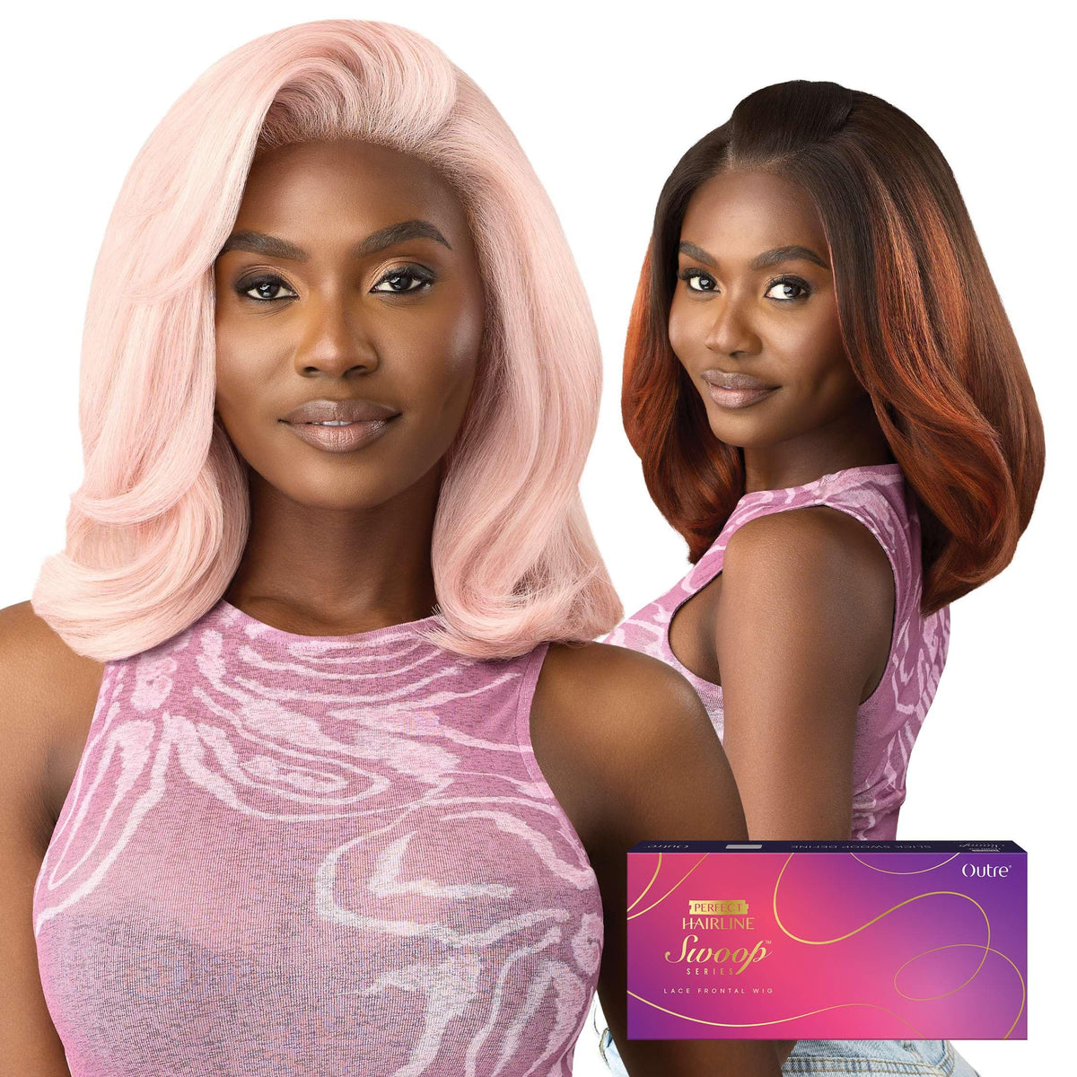 Outre Lace Front Wig - Perfect Hair Line 13X4 - Swoop Series - Swoop 14 (DARK BROWN 2)