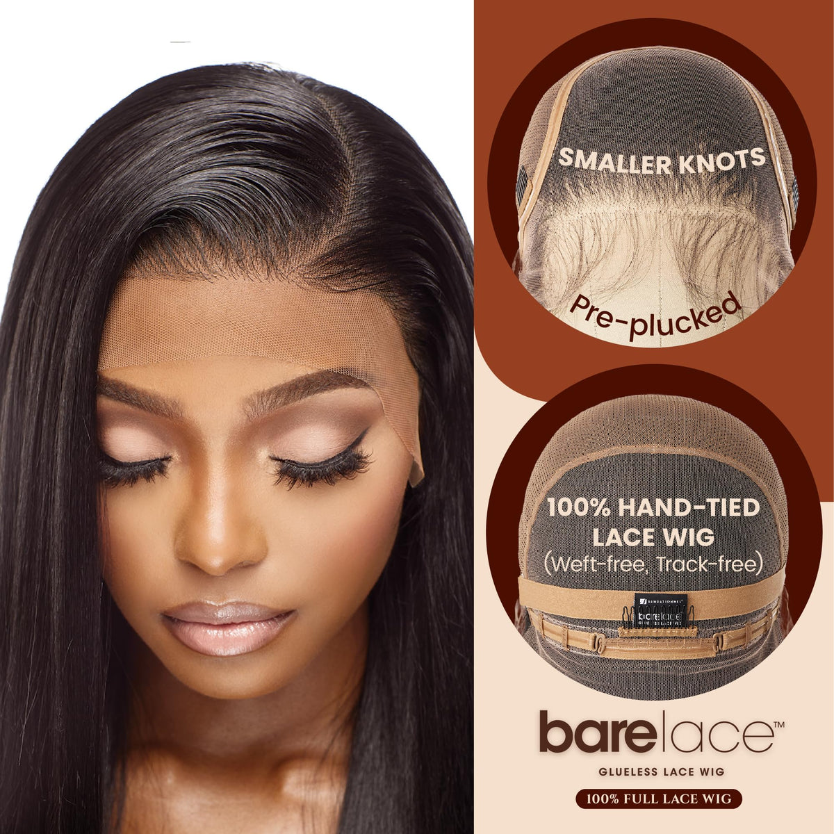Sensationnel Bare Lace FullLaceWig-Unit 4, 2 DARKBROWN