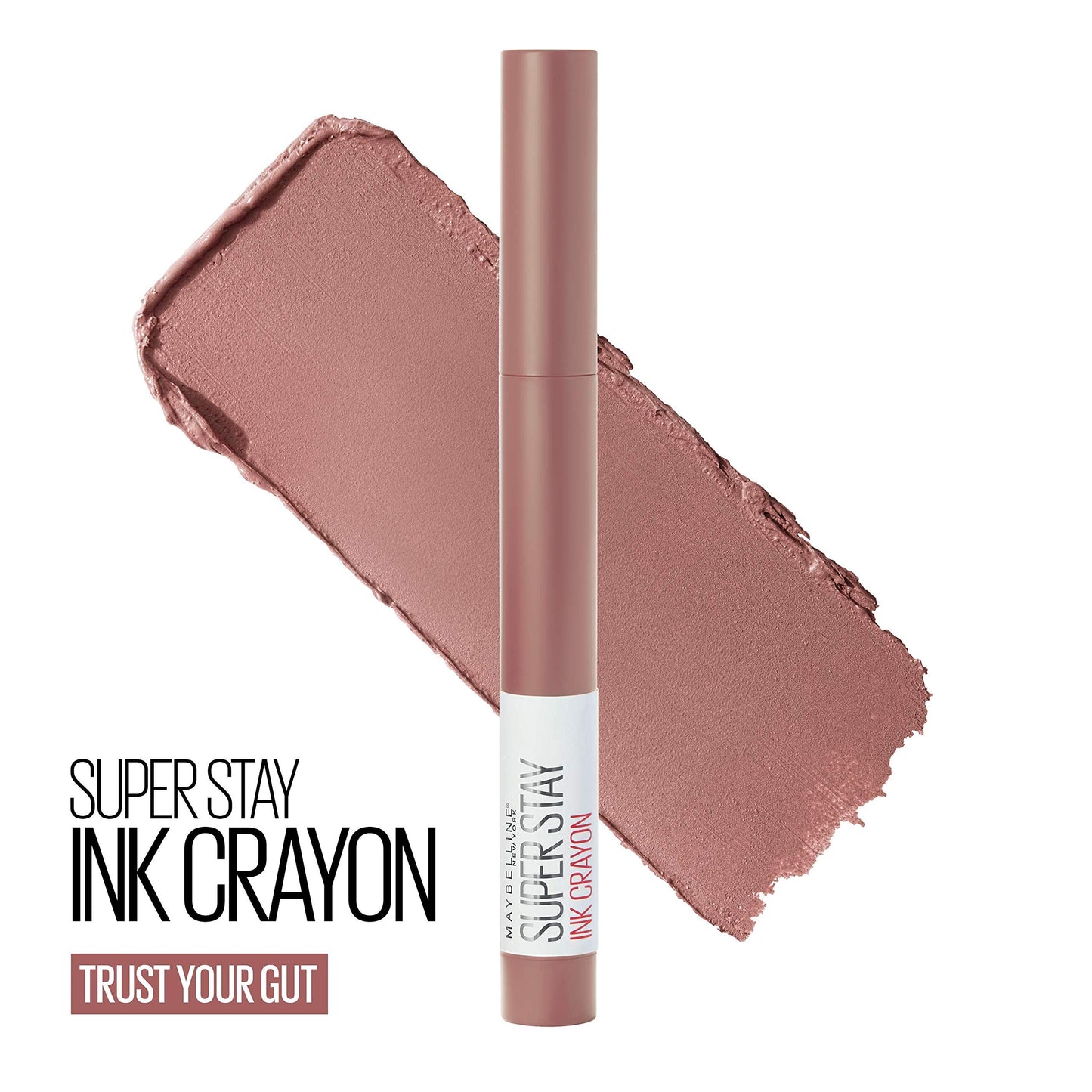 Maybelline Super Stay Ink Crayon Lipstick Makeup, Precision Tip Matte Lip Crayon with Built-in Sharpener, Longwear Up To 8Hrs, Trust Your Gut, Mauve Beauty & Personal Care MAYBELLINE
