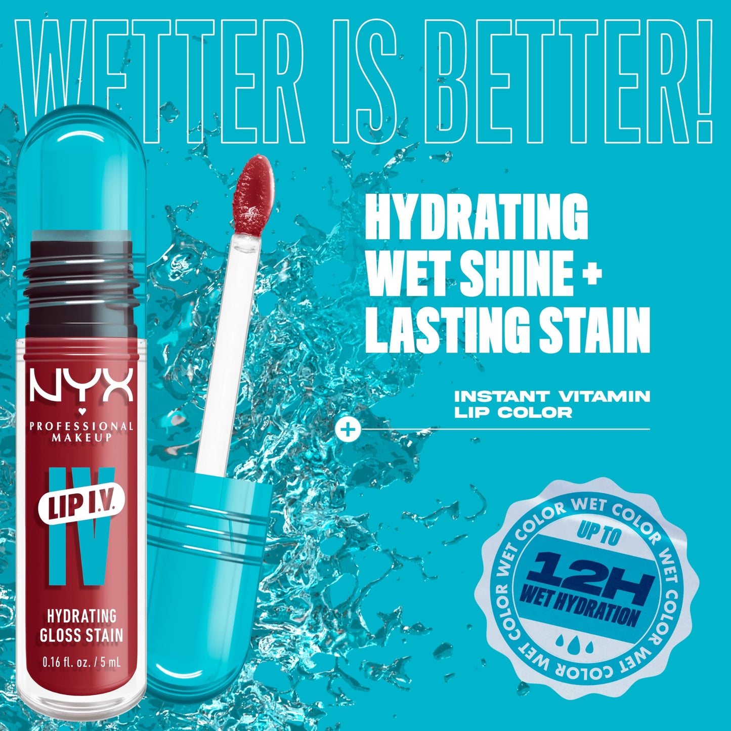 NYX PROFESSIONAL MAKEUP Lip IV Hydrating Glossy Lip Stain with 12HR Hydration - Bubblegum Burst (Pink) Beauty & Personal Care NYX PROFESSIONAL MAKEUP