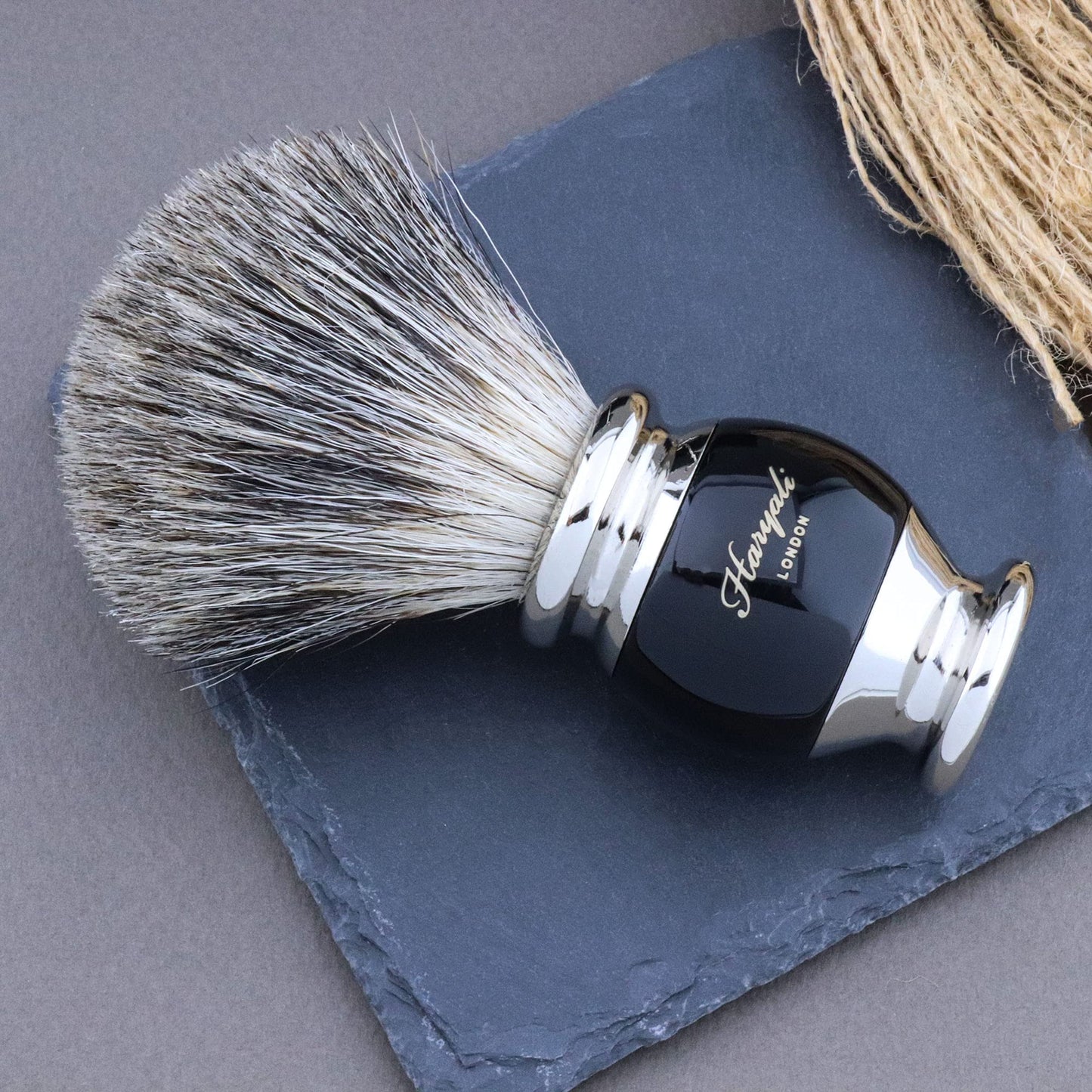 Haryali Hand Assembled Sophist Collection Black Badger Hair Shaving Brush With German Stainless Steel Wire Stand. by Haryali London Beauty and Personal Care Haryali London