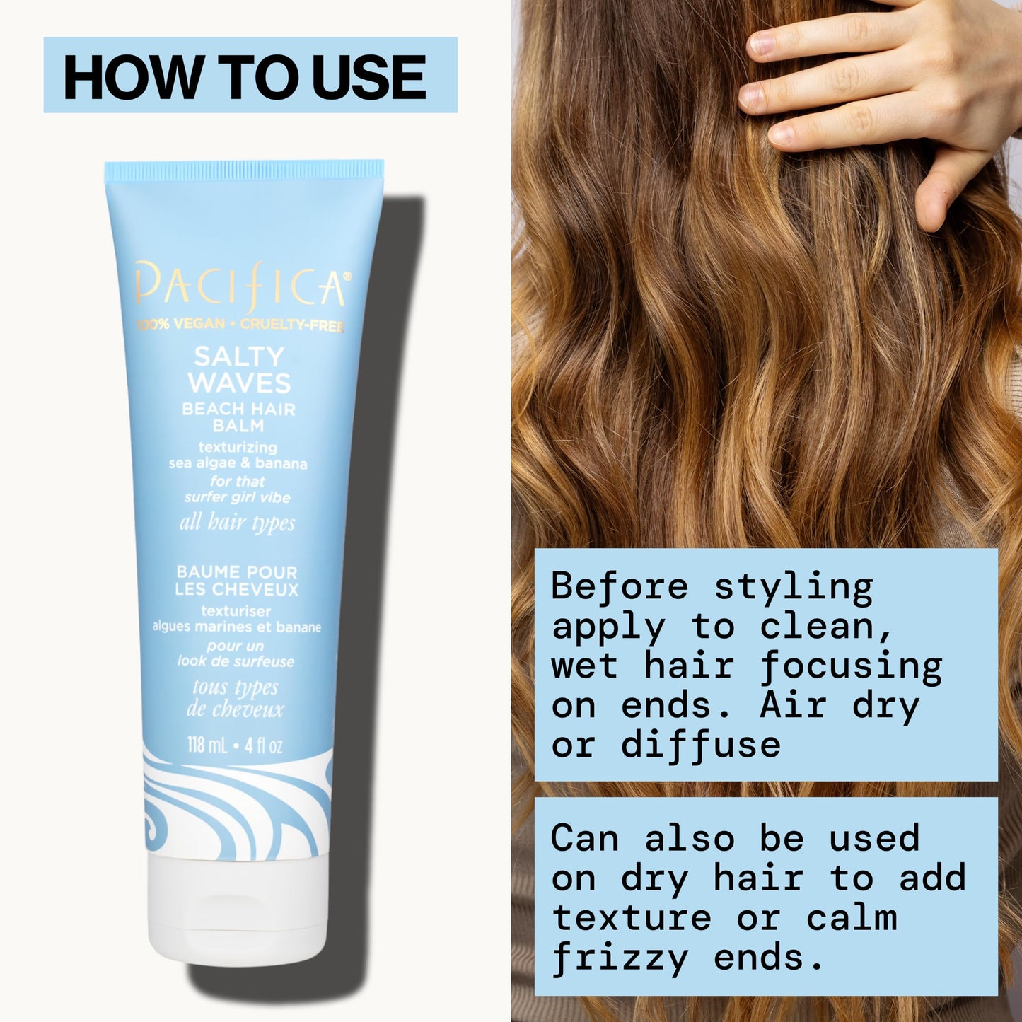 Pacifica Salty Waves Beach Hair Balm by Pacifica for Unisex - 4 oz Balm Beauty & Personal Care Pacifica