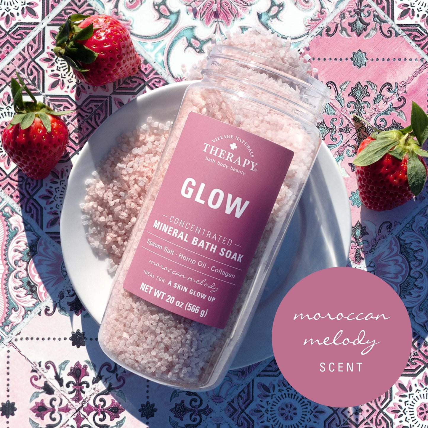 Village Naturals Therapy Glow Concentrated Mineral Bath Soak, Moroccan Melody Scent, 20 oz, Pack of 4 Beauty and Personal Care Village Naturals Therapy